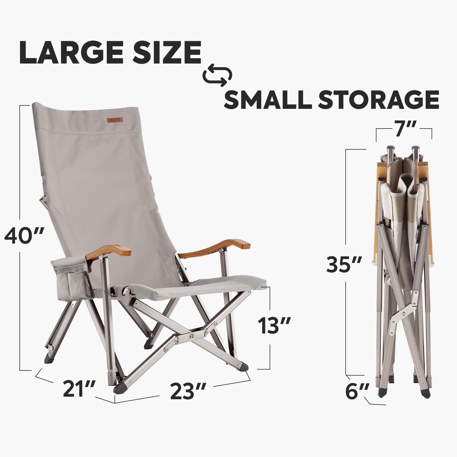 Hi1600L Folding Camping Chair with Canopy Tent - Portable Outdoor Chair with Sunshade for Beach, Picnic, Fishing, and Backyard Relaxation | ICECO
