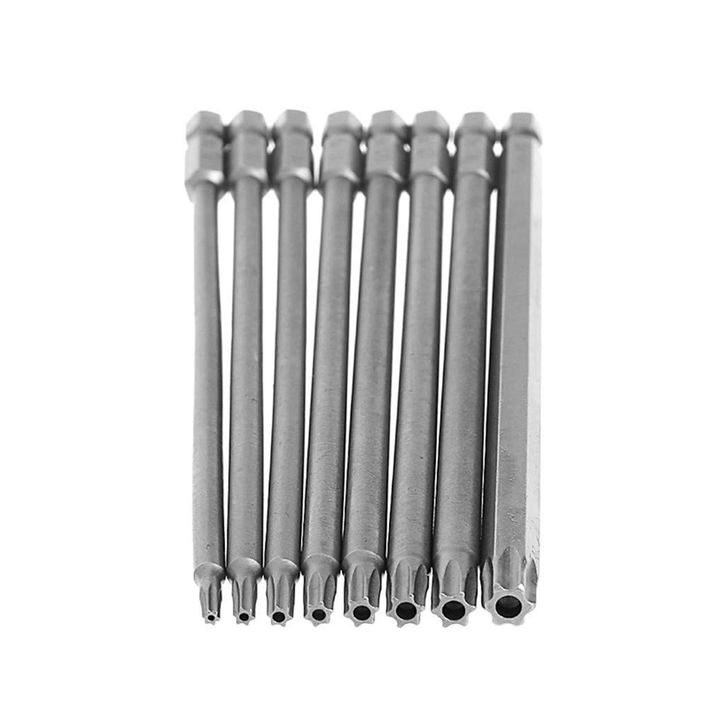 8Pcs 150mm Long Magnetic Torx Security Screwdriver Bit Set - T6 to T40 Size for Electric Drills - Perfect for Electronics, Appliances & Automotive Repairs