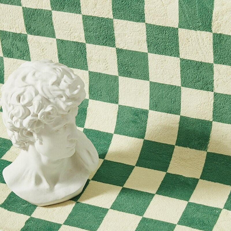 Soft Plaid Checkered Bedside Rug for Bedroom - Non-Slip Comfort Floor Mat for Home Decor & Cozy Ambience