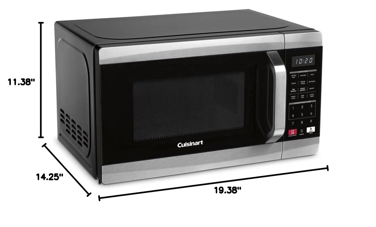 Cuisinart CMW-70 Stainless Steel 1.1 Cu. Ft Countertop Microwave Oven - Silver | Compact & Durable for Small Kitchens, Dorms, Offices | 700W with 10 Power Levels & Auto Menu