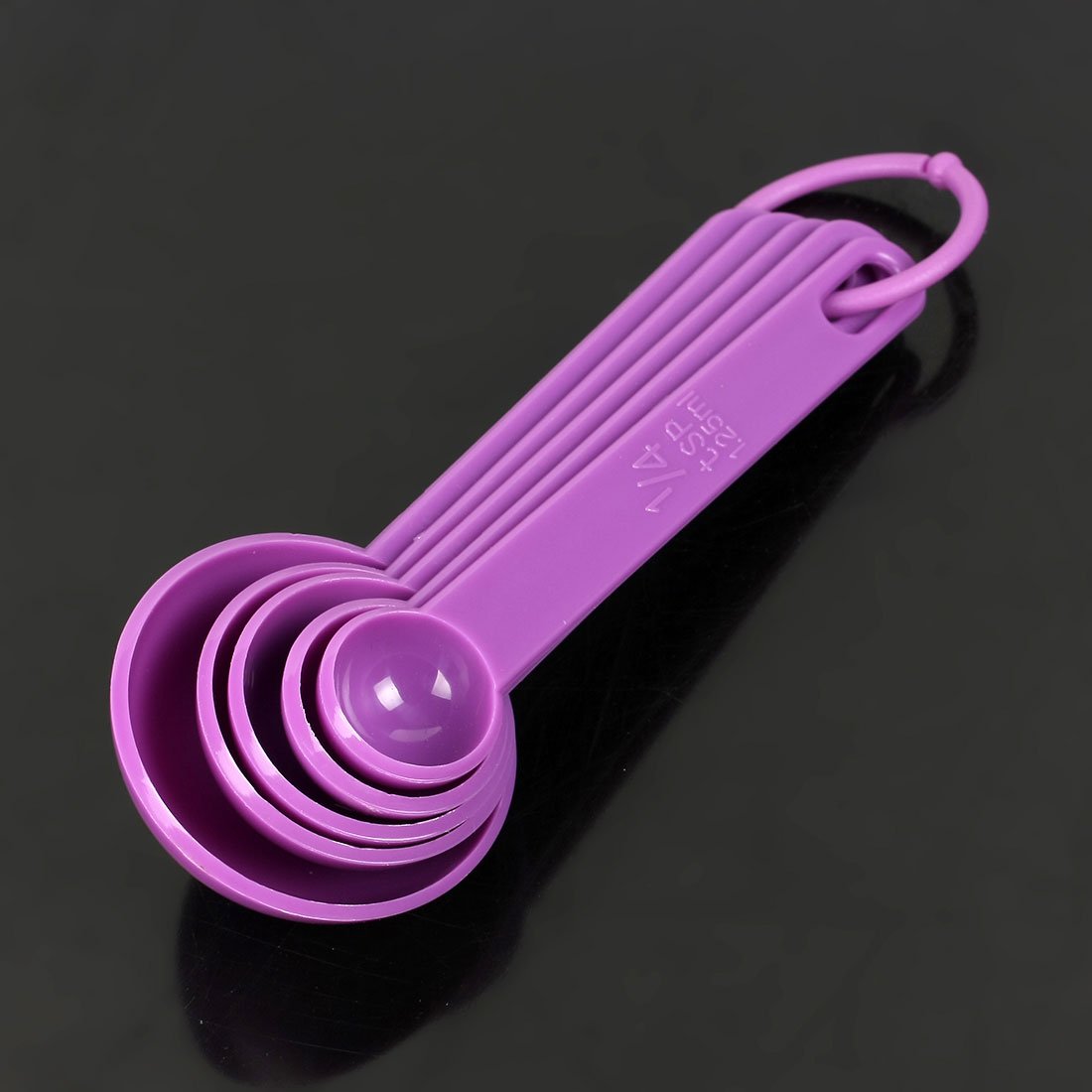 uxcell 5-in-1 Plastic Measuring Spoon Set for Kitchen, Tea, Coffee & Baking - Purple | Perfect for Measuring Spices, Powder, Liquid & Dry Ingredients