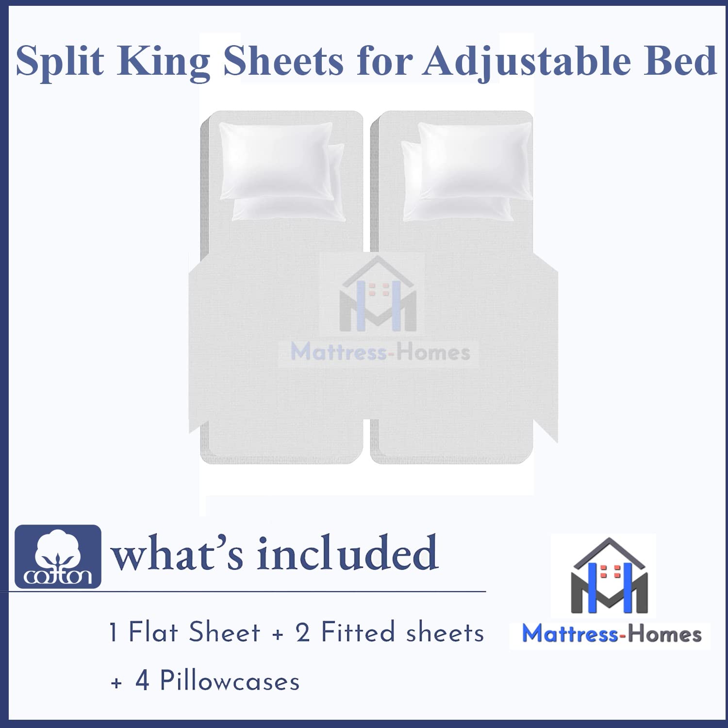 7-Piece Split King Sheet Set for Adjustable Beds | 600 Thread Count 100% Long Staple Soft Combed Cotton | Taupe Solid Color | Perfect for Adjustable Beds, Guest Rooms & Master Bedrooms