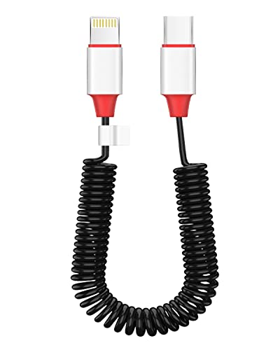Coiled USB-C to Lightning Cable