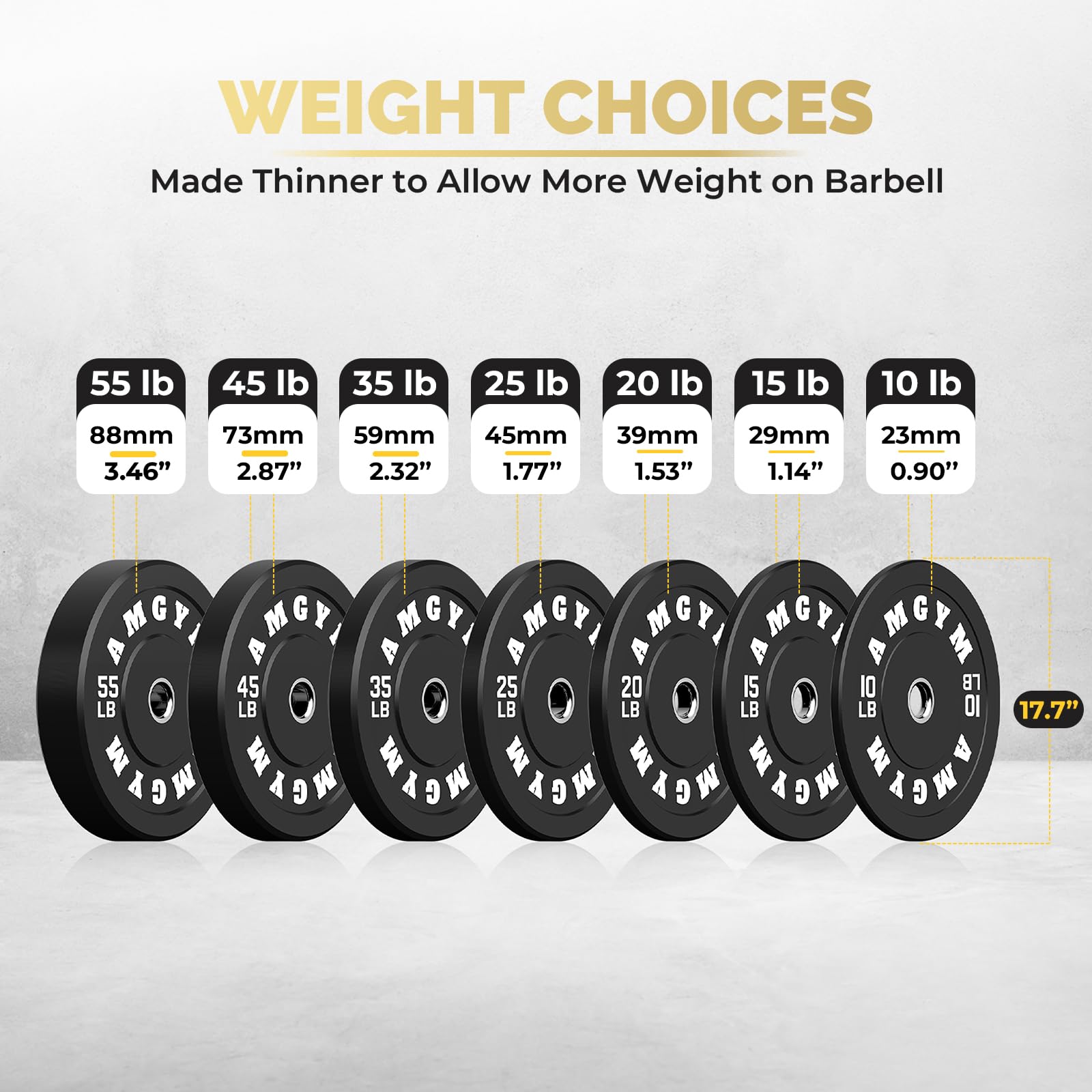Premium Rubber Coated Steel Bumper Plates 10-500lbs - 2 Inch Olympic Barbell Weight Set for Home Gym, CrossFit, Strength Training & Weightlifting - Ideal for Deadlifts, Squats & Powerlifting Workouts