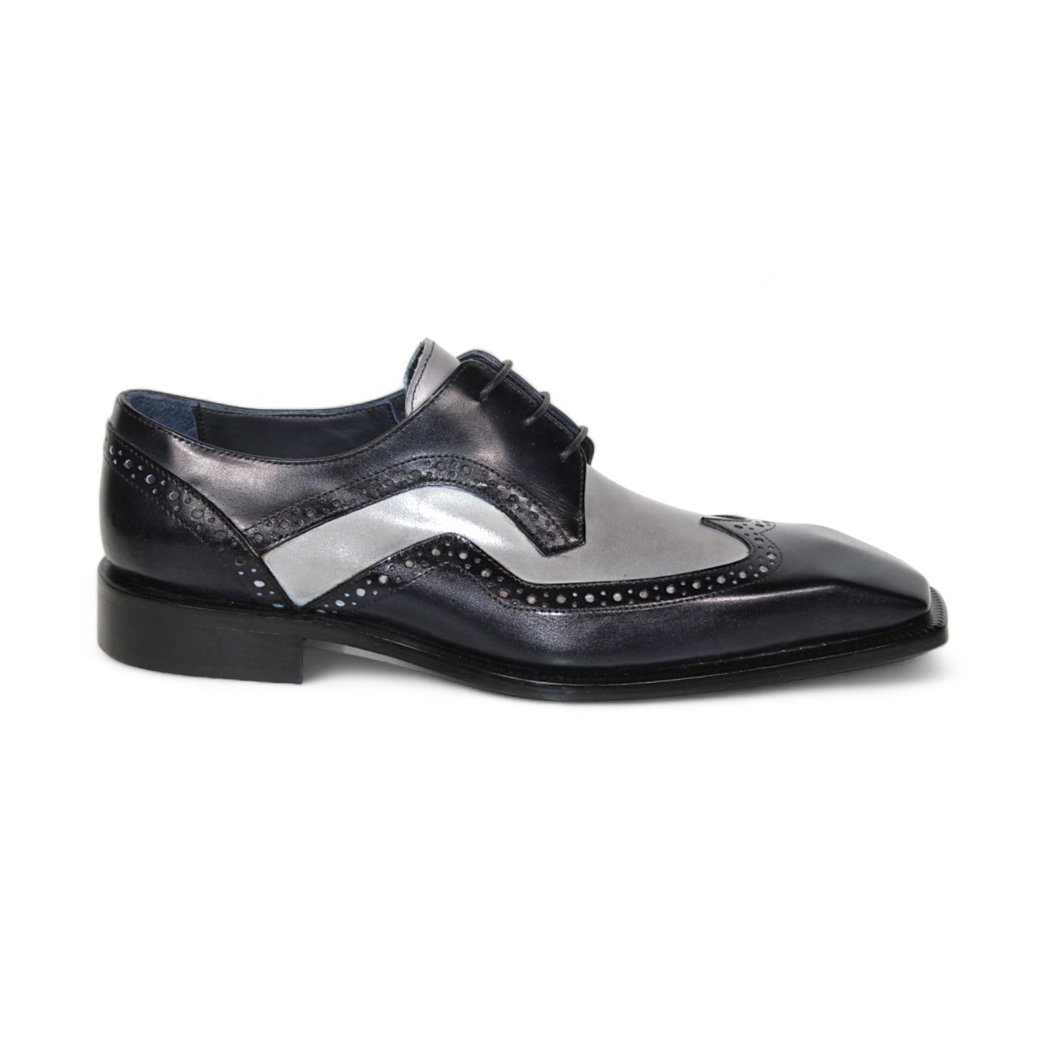 Duca Di Matiste Saranno Men's Dress Shoes - Black & Light Grey Oxfords for Business & Formal Occasions
