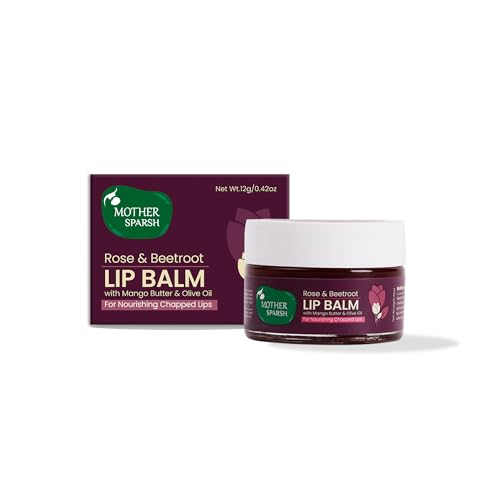 Mother Sparsh Rose & Beetroot Lip Balm for Dry, Chapped & Pigmented Lips – Enriched with Mango Butter & Olive Oil (12g) | Hydrating Lip Care for Winter, Travel & Daily Use