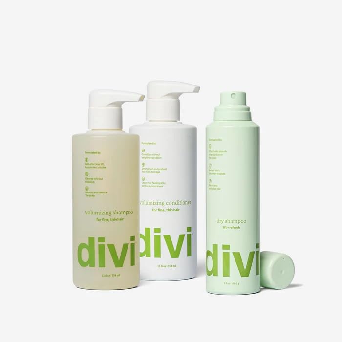 Divi Volume Rescue Trio Set - Volumizing Shampoo, Conditioner & Dry Shampoo for Women & Men - Adds Volume, Cleanses & Nourishes Hair - Absorbs Oil & Extends Freshness - Perfect for Travel, Gym & Daily Hair Care - 3 Piece Hair Care Kit