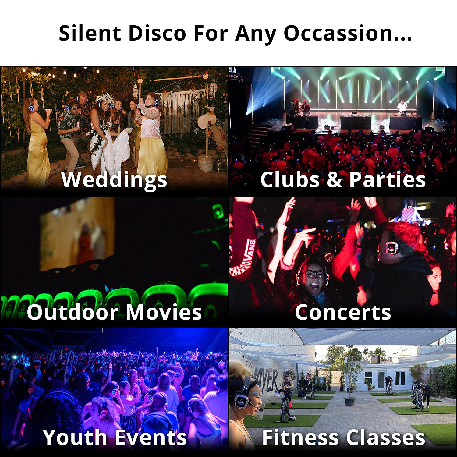 Wireless Silent Disco Headphones System with 1500ft Range RF Transmitter | No Lip-Sync Delay | Supports 100 Headphones | 3-Channel Toggle Switch | Perfect for Parties, Events, Gyms, Yoga Classes & Home Theater | Includes AC Adapter