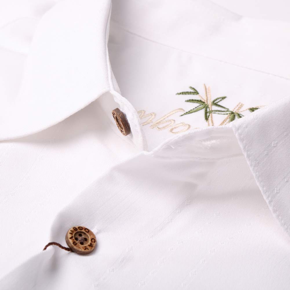Bamboo Cay Men's Short Sleeve Casual Embroidered Button Up Shirt - Always 5 O'Clock Style - Perfect for Beach Outings, Summer Parties & Casual Office Wear