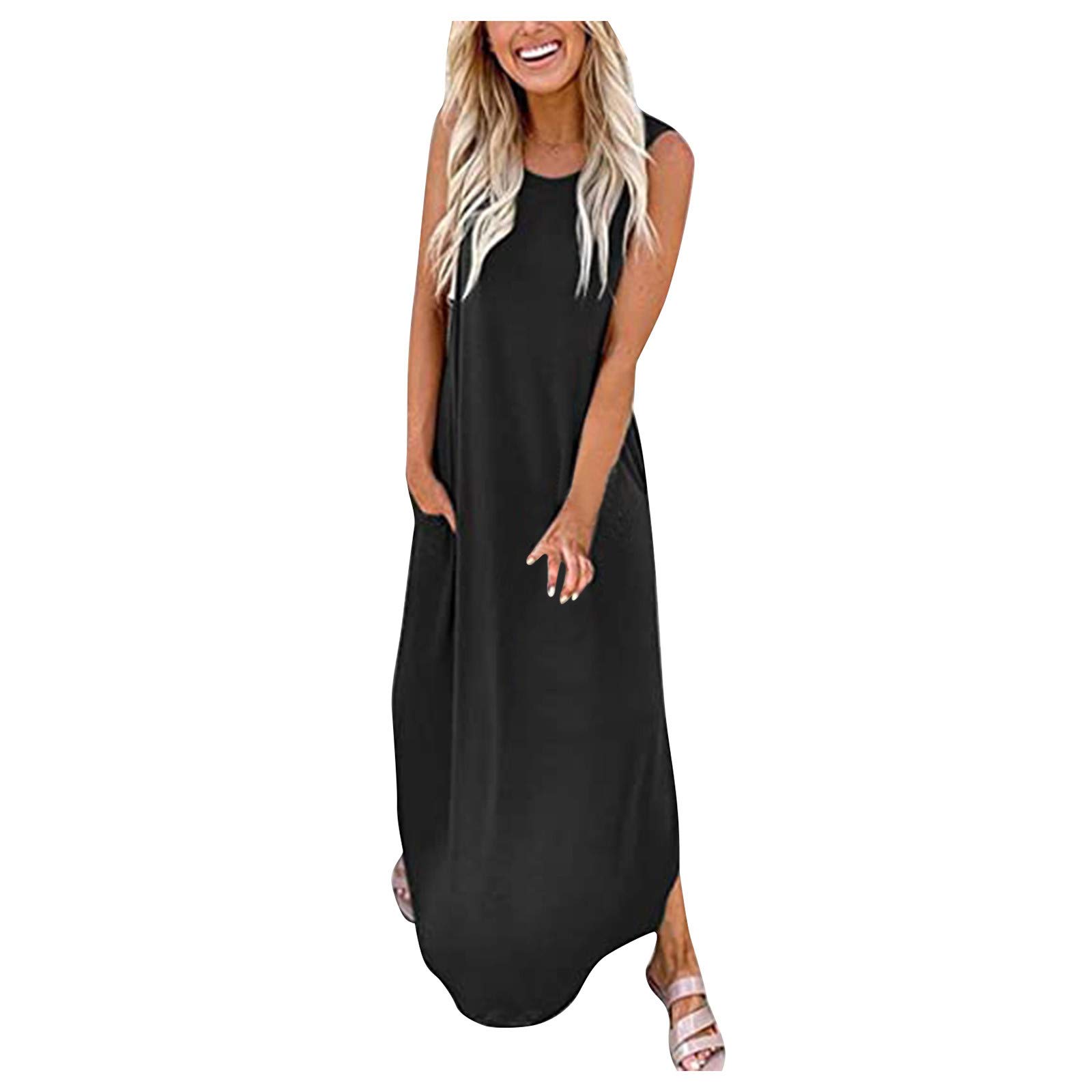 Trendy Women's Long Maxi Dresses - Sleeveless Summer Graphic Print Cami Dress for Beach, Party & Casual Wear