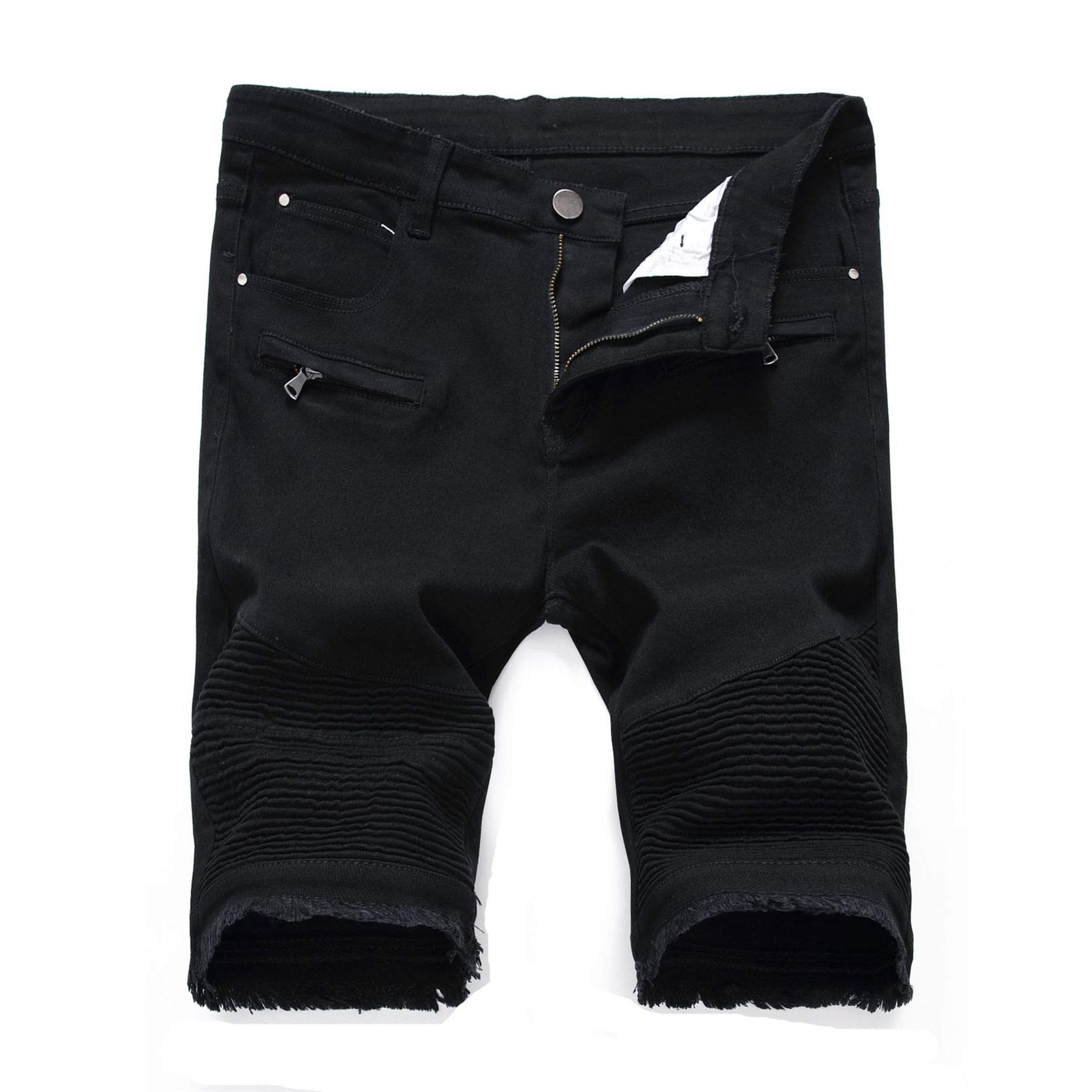 Men's Casual Distressed Denim Shorts - Classic Fit Ripped Short Jeans for Summer | Comfortable & Stylish (30, Black) | Perfect for Beach, Travel & Outdoor Activities