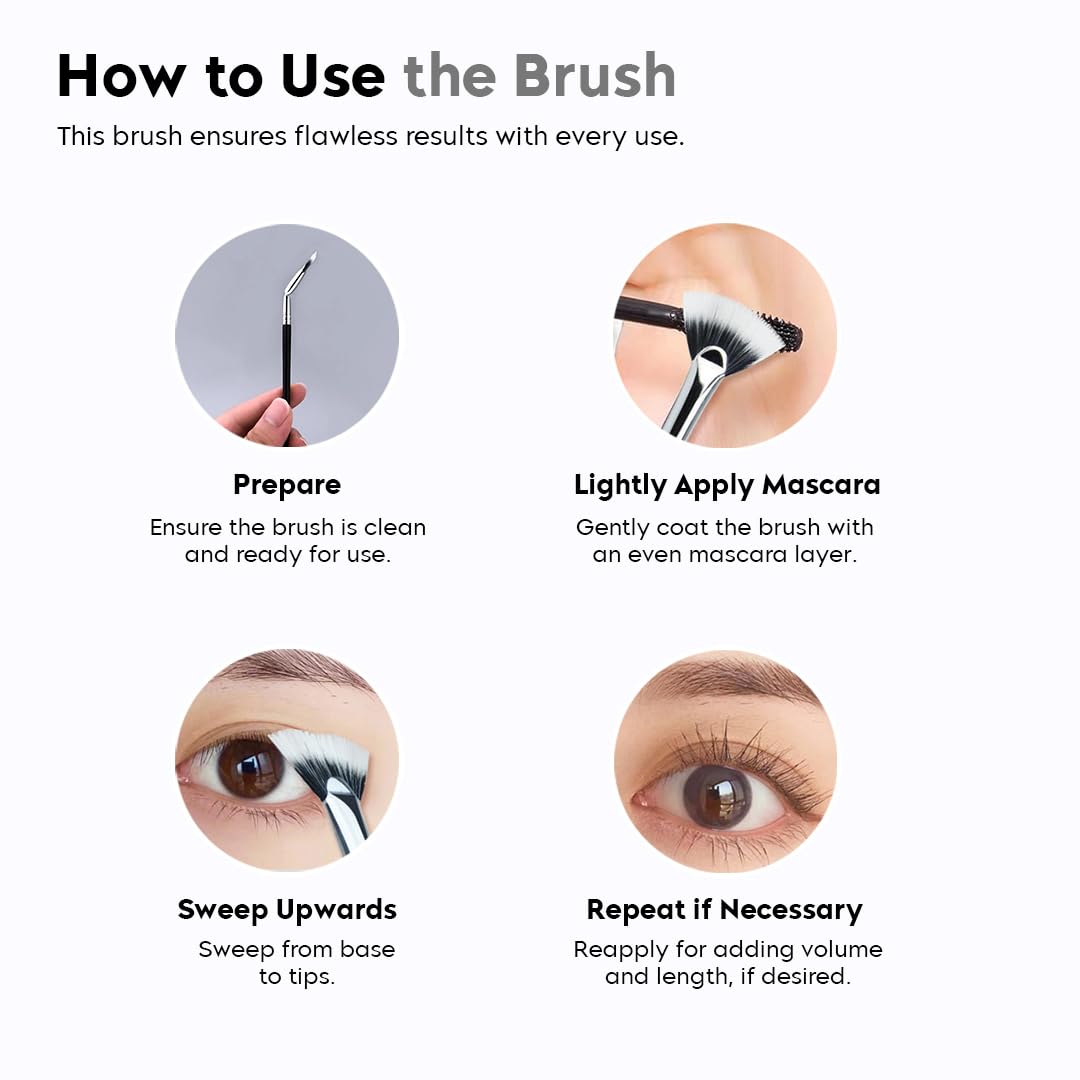 Gleva Angled Fan-Shaped Mascara Brushes - Professional Bent Lash Fan Brush for Voluminous Lashes | Perfect for Mascara Application & Eye Makeup | Salon & Home Use