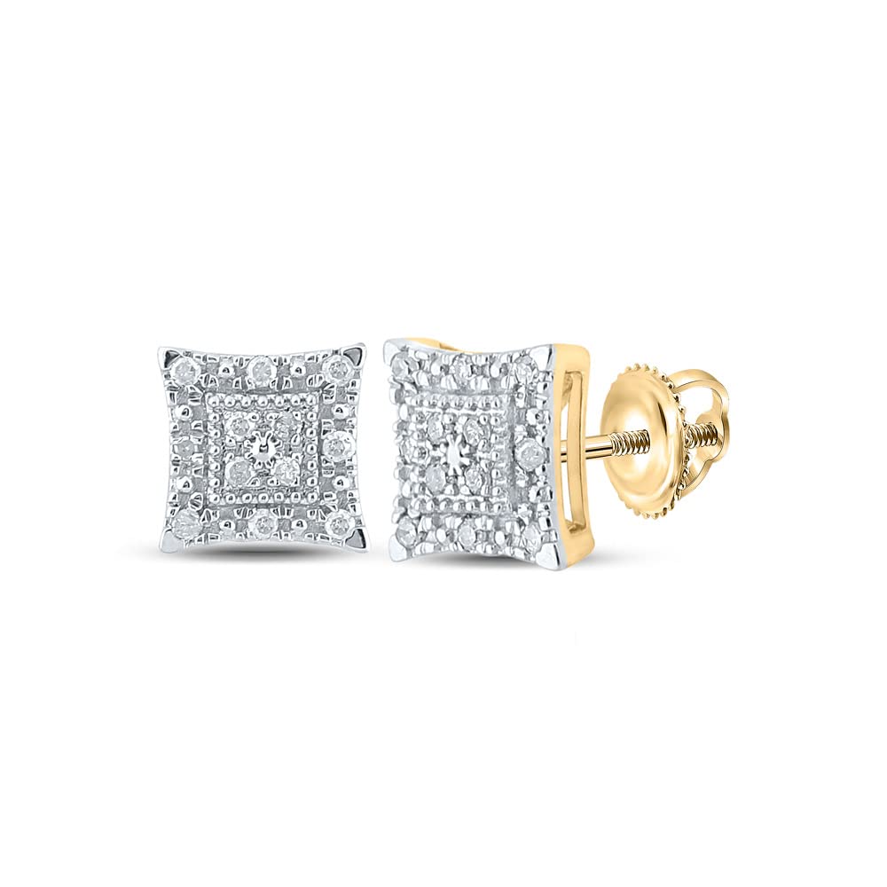 14Kt Yellow Gold Women's Round Diamond Stud Earrings - 1/8 Cttw Square Cut - Perfect for Weddings, Anniversaries & Special Occasions