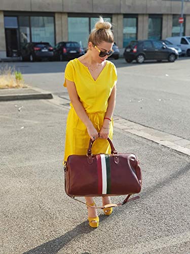 Premium Italian Leather Travel Duffle Bag for Men & Women - Brown Weekender Gym Bag with Shoulder Strap - Perfect for Business Trips, Gym, Weekend Getaways & Carry-On Luggage