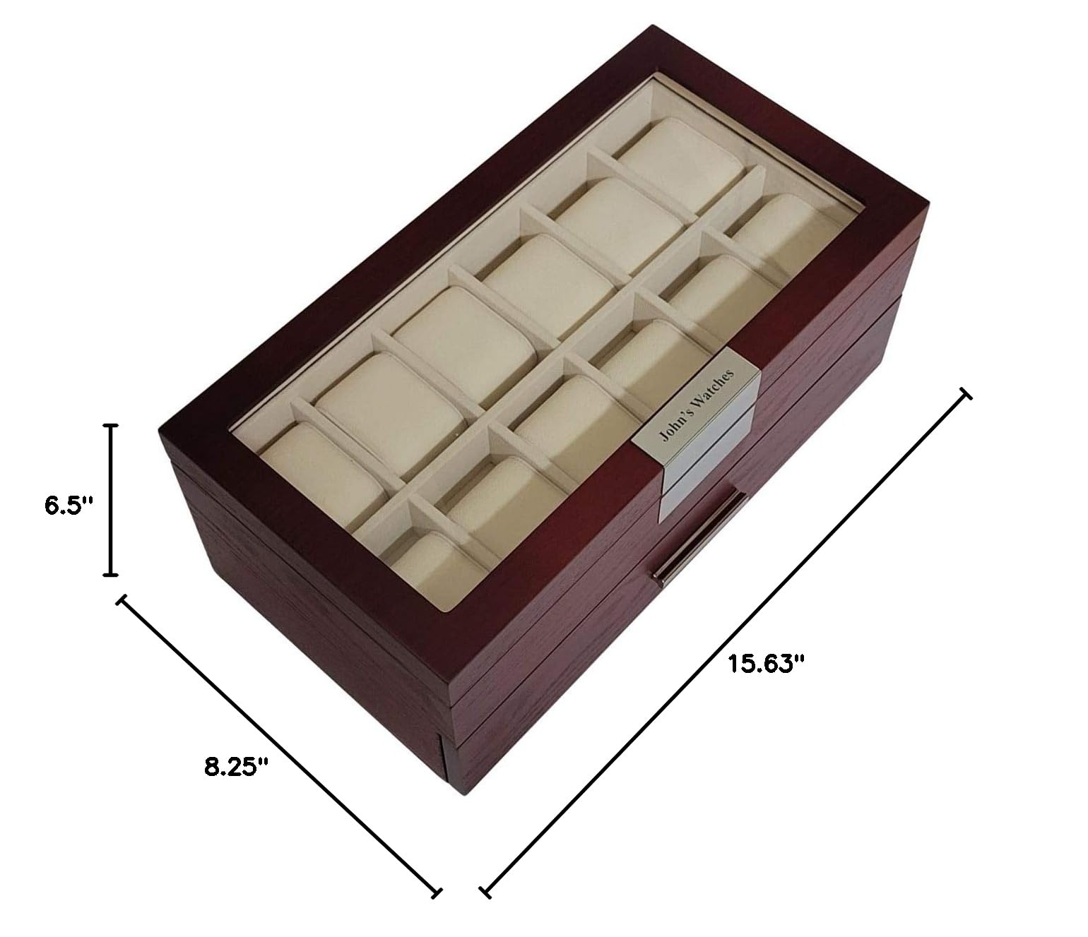 24-Slot Oversized Cherry Wood Watch Box - Extra Large 2-Tier Jewelry Organizer with Glass Top for Luxury Big Face Watches | Perfect for Watch Collectors & Gift Giving