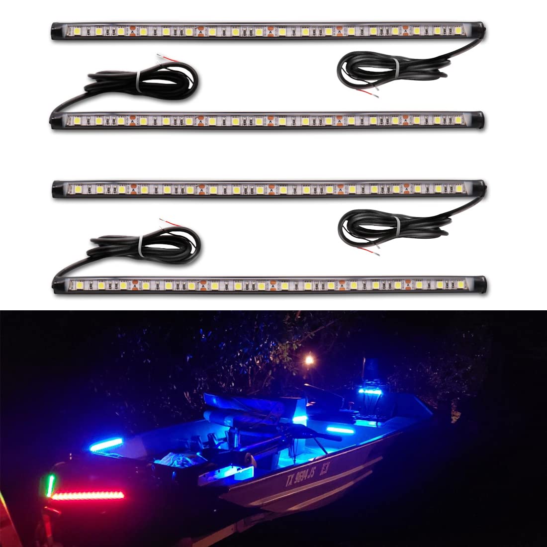 Boat Deck Lights for Night Fishing - Waterproof LED Adhesive Marine Lights for Pontoon Boats, Bass Boats & Kayaks | Interior & Exterior Flood/Spreader Lights (Blue) - Perfect for Nighttime Boating, Fishing & Water Activities