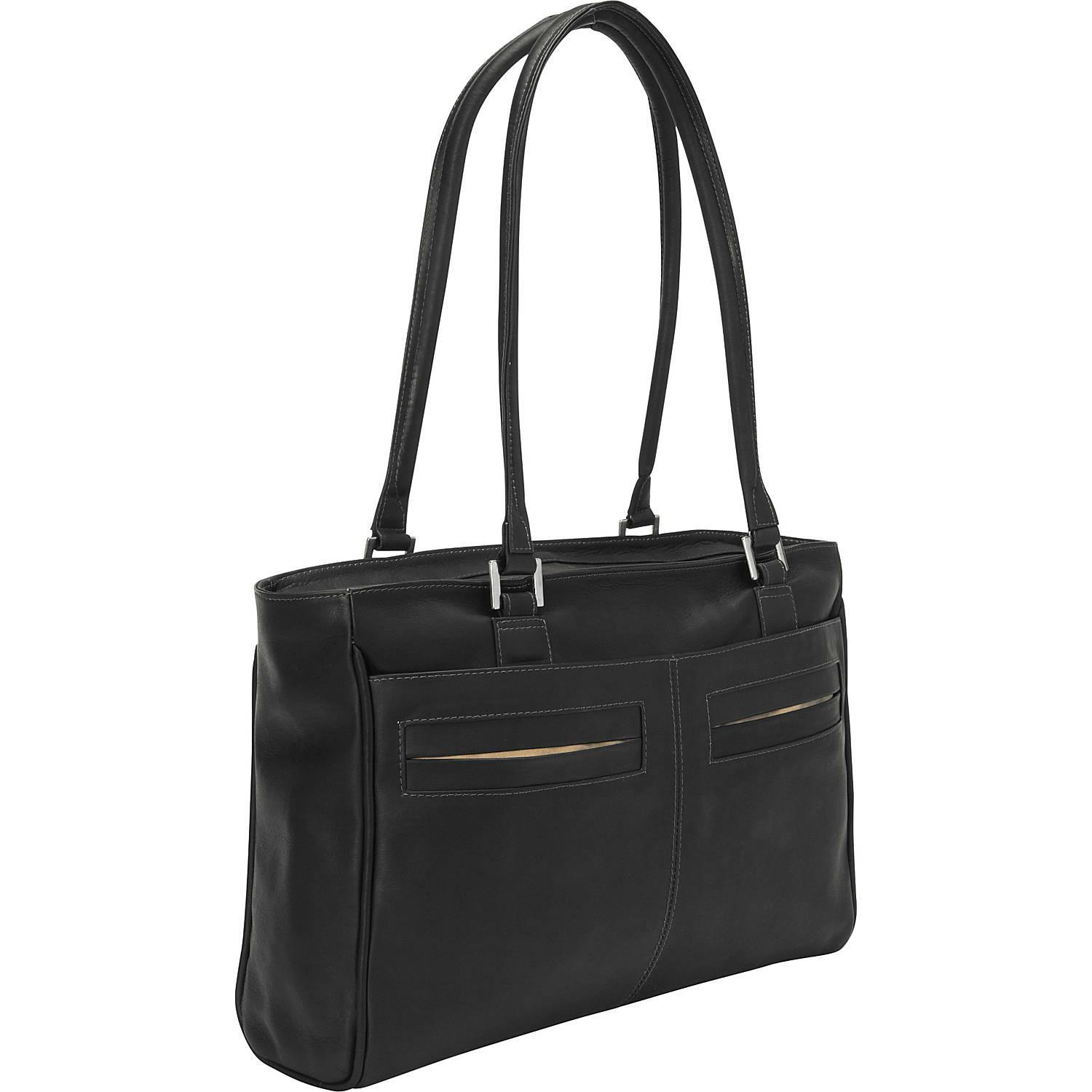 Premium Genuine Leather Women's Laptop Tote Bag with Multiple Pockets - Stylish Work Bag for Office, Business Travel & Daily Commute
