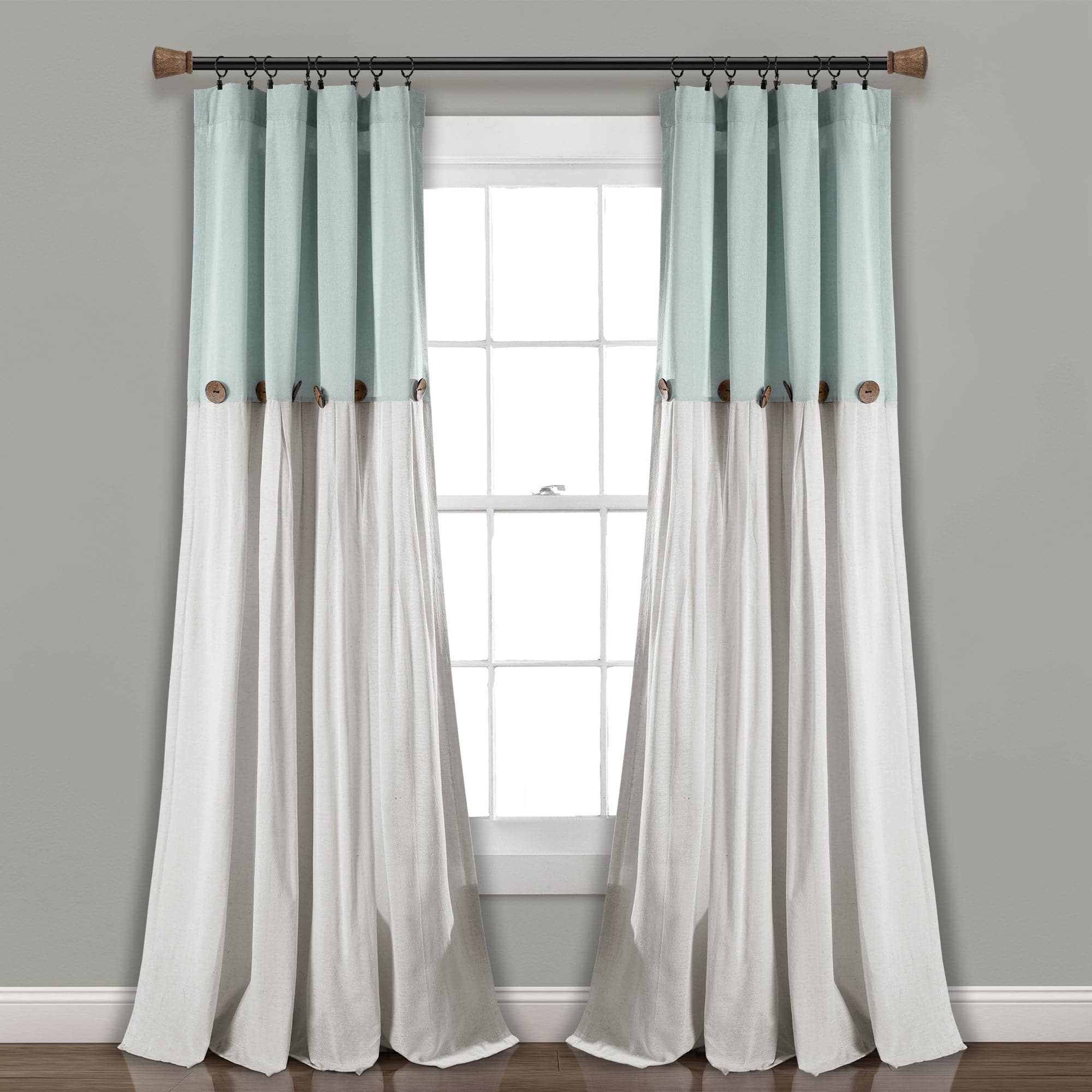 Linen Button Window Curtain Panel - Light Filtering Natural Linen Drapes for Living Room & Bedroom - Elegant Home Decor with Button Details