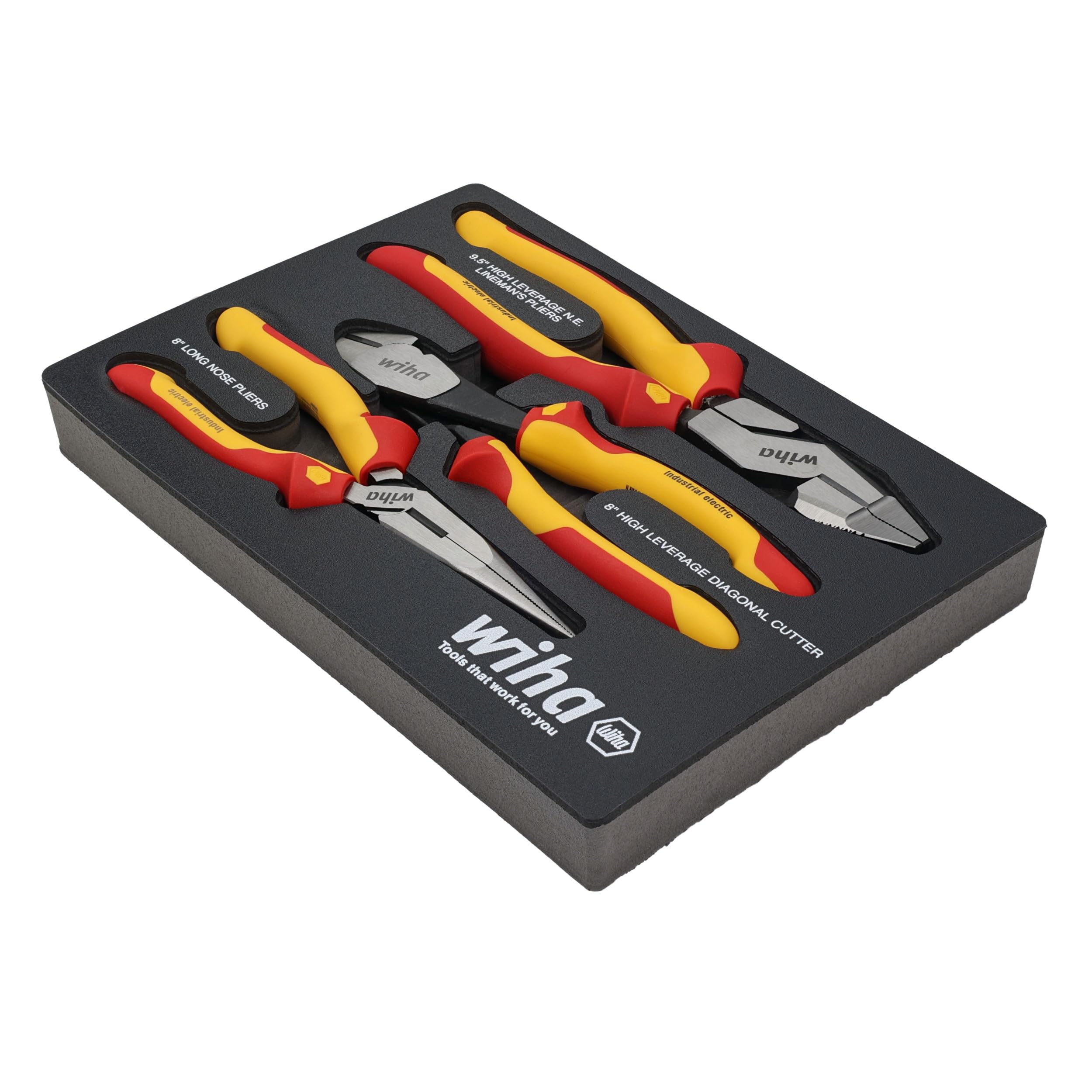 Wiha 32960 3-Piece Insulated Pliers and Cutters Set - Professional Electrical Tool Kit for Electricians, DIY Home Repairs & Industrial Maintenance