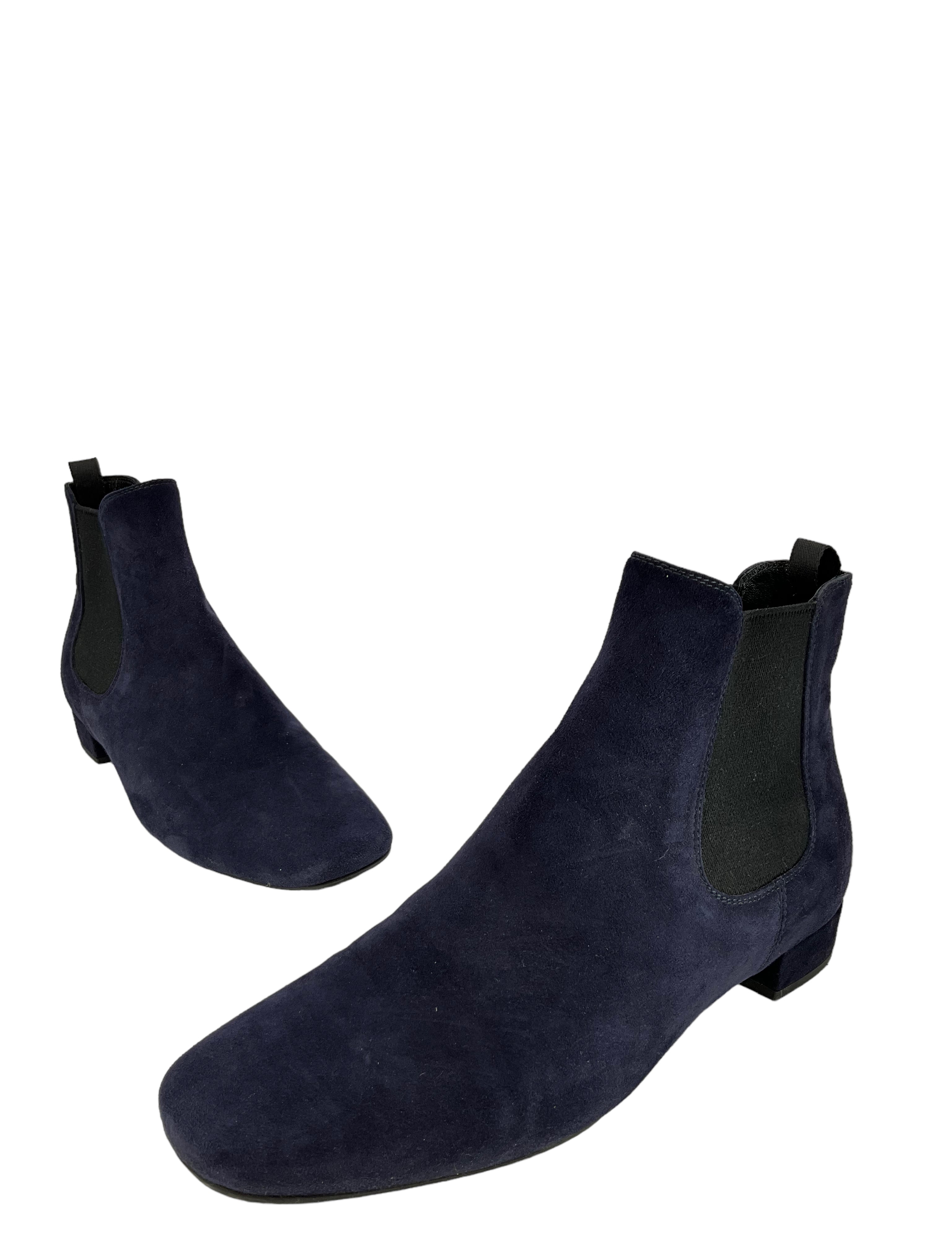 Prada Dark Blue Suede Chelsea Boots for Men Size 7.5 - Stylish & Comfortable Ankle Boots for Casual Wear, Office & Night Out