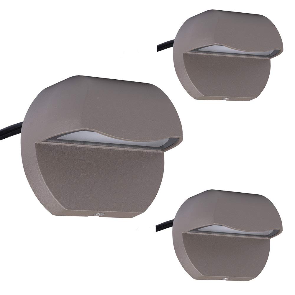 Arrownine 2.5W LED Deck Lights - Low Voltage 12V AC/DC Outdoor Landscape Lighting - Waterproof IP65 Bronze Finish - Warm White Step & Stair Lights (3-Pack) - Perfect for Patio, Garden, Pathway, and Poolside Illumination