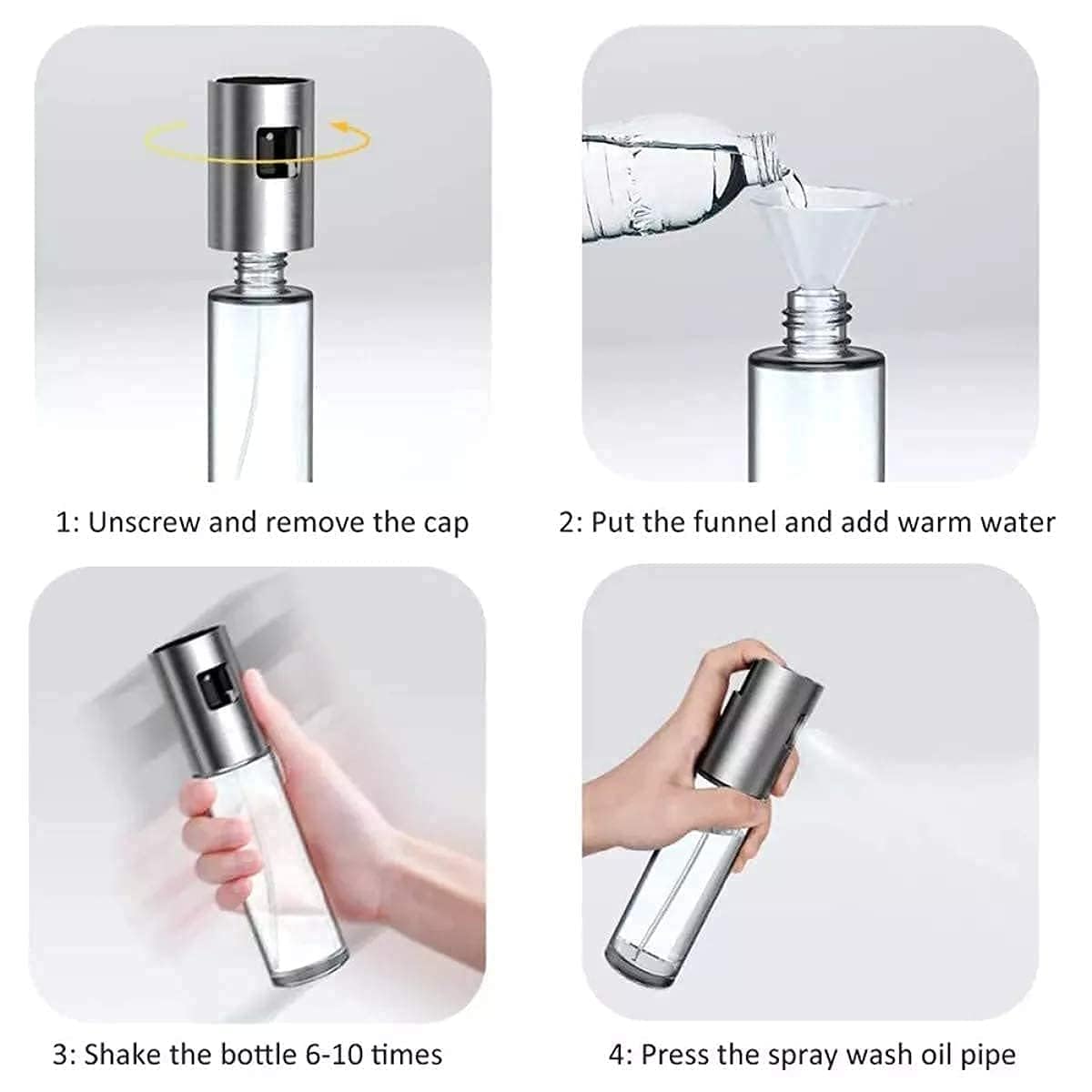 Premium Glass Oil Spray Bottle for Cooking - 100ml Food Grade Oil Dispenser for Dosa, Salad, BBQ & Baking | Vinegar Spray Bottle with ABS Cap (Multicolor) | Perfect for Kitchen, Restaurants & Healthy Meal Prep