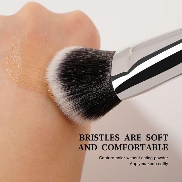 Premium Kabuki Makeup Brush for Liquid, Cream & Powder Foundation - Soft Flat Face Blending Brush - Essential Makeup Tool for Women | Black, 1-Pack | Perfect for Flawless Everyday Makeup & Professional Contouring