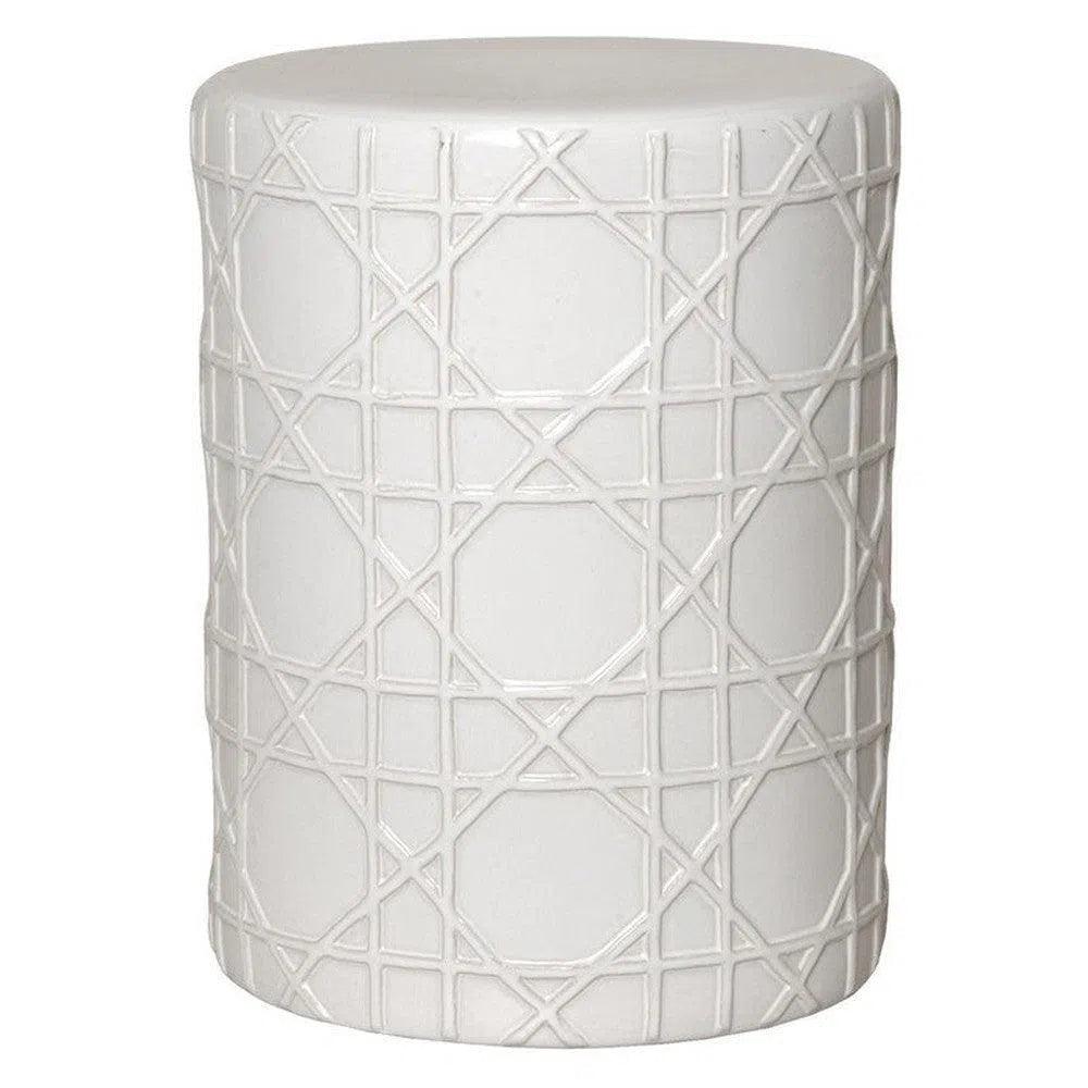 18 Inch Ceramic Garden Stool - Outdoor Patio Furniture, Decorative Side Table for Garden, Poolside, Porch & Backyard Decor