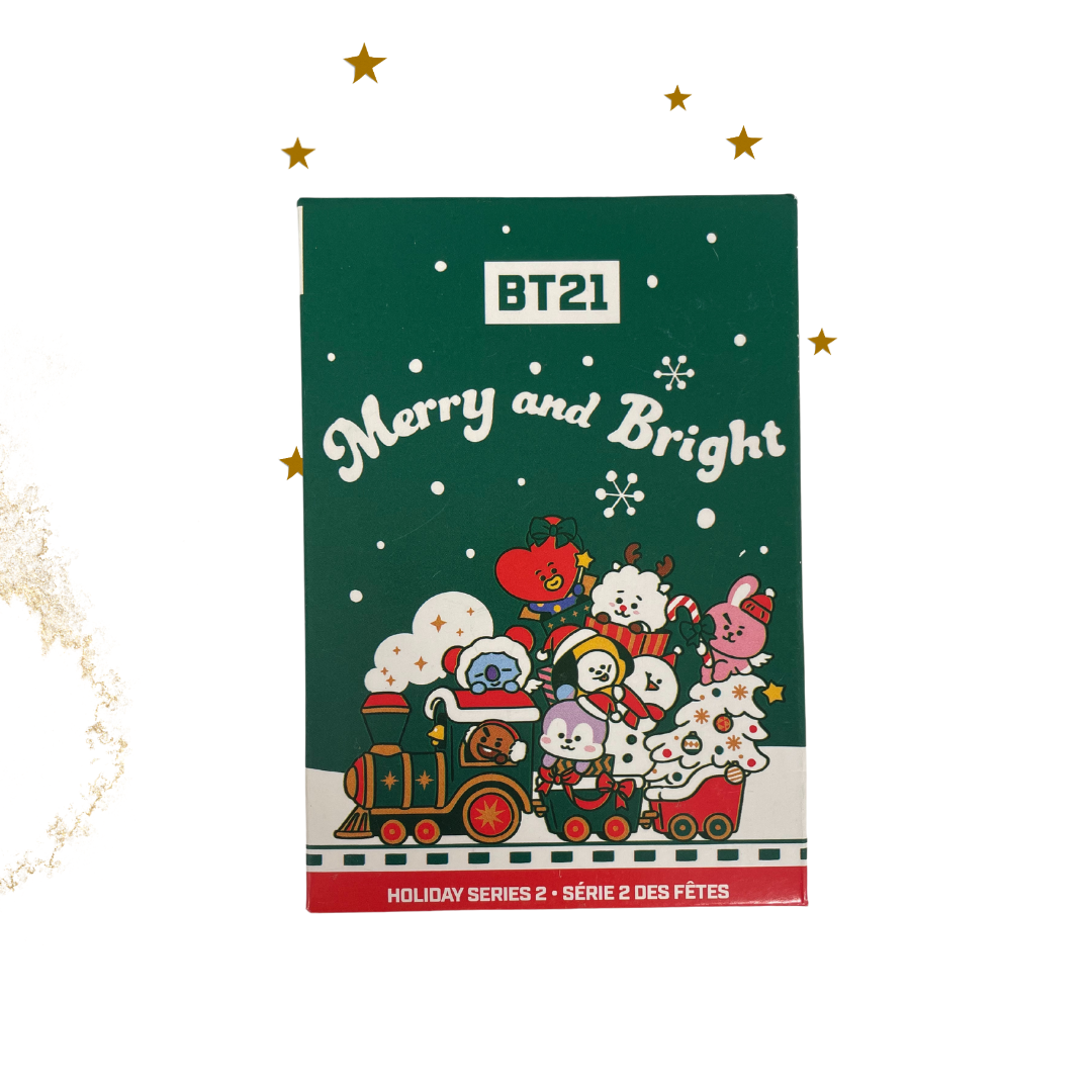 BT21 Merry and Bright Plush Keychain - Holiday Series 2 Blind Box Collectible - Cute Kawaii Character Keyring for Bags, Gifts & Christmas Decorations