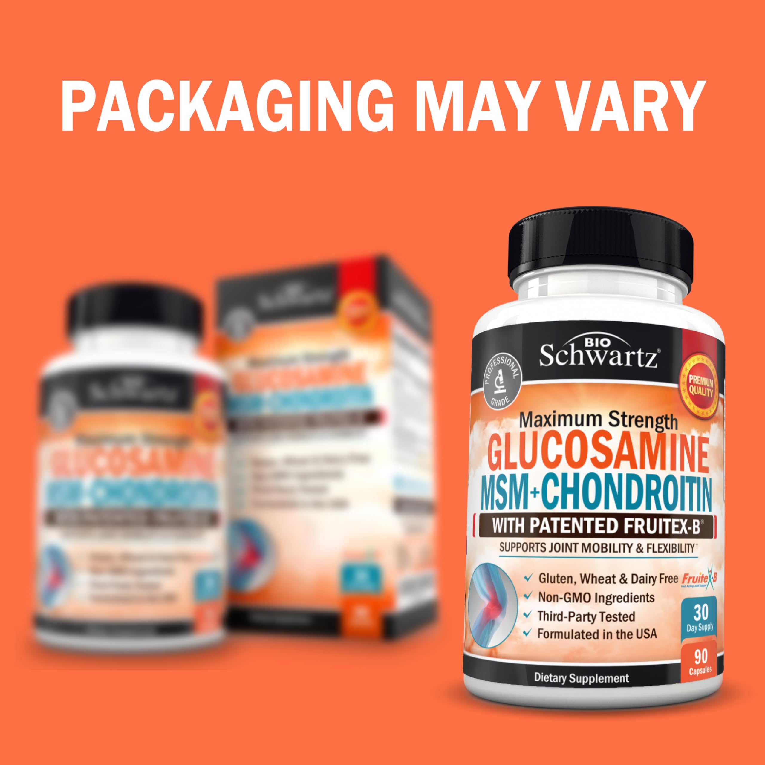 Glucosamine Chondroitin MSM Joint Support Supplement with Collagen Peptides, Turmeric & Hyaluronic Acid - 90 Capsules - FSA/HSA Approved, Gluten Free, Non-GMO - Supports Mobility & Comfort for Active Lifestyles, Athletes & Aging Adults