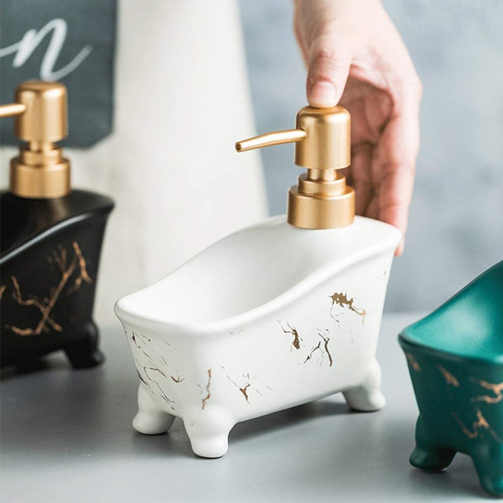 Premium Matte Black Soap Dispenser Bottle with Pump - Ceramic Lotion Dispenser for Kitchen Sink & Bathroom | Includes Sponge Caddy | Ideal for Hand Soap, Shampoo & Liquid Detergent Storage
