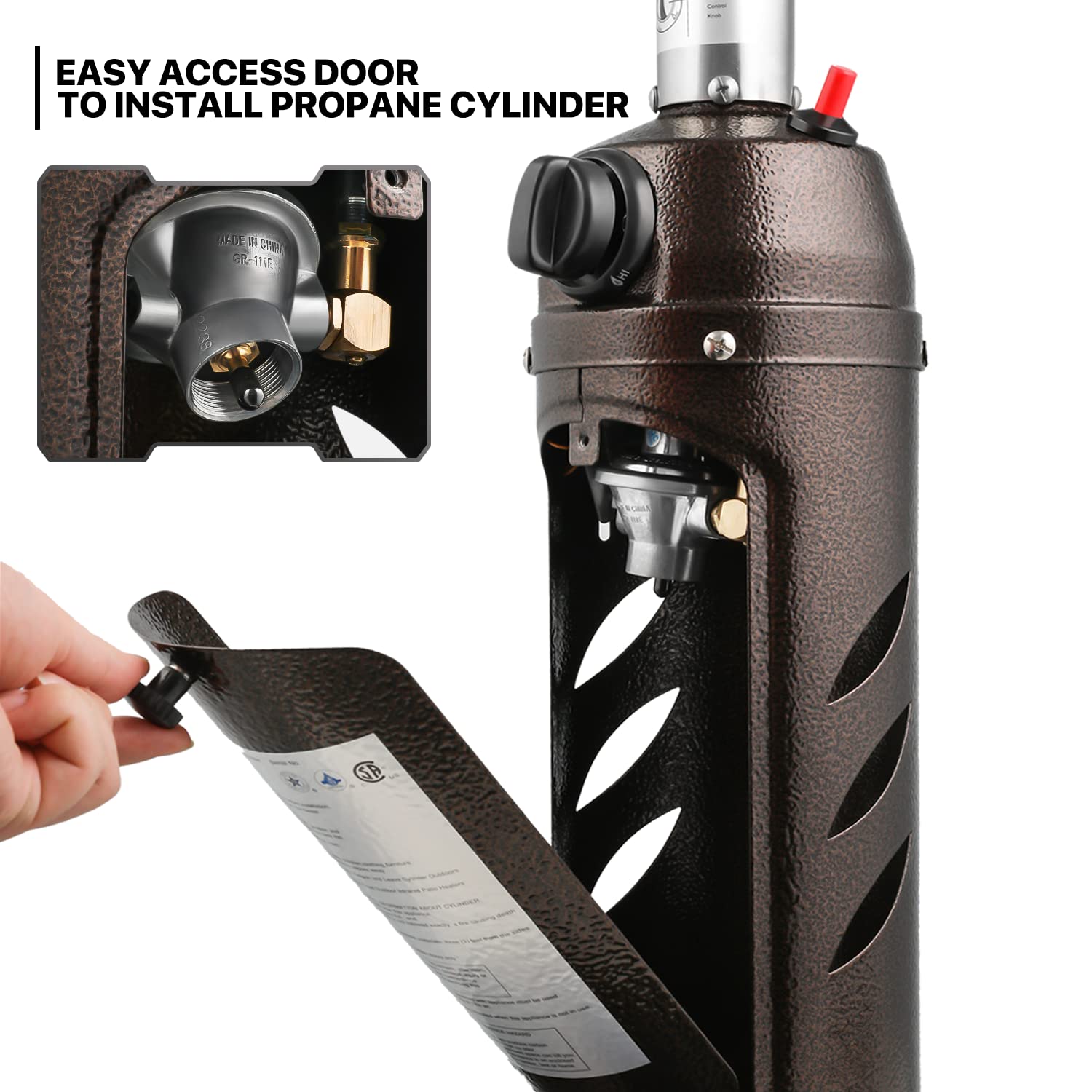 MoNiBloom 11,000 BTU Outdoor Propane Patio Heater with Electronic Ignition - Portable Tabletop Heater for Commercial & Residential Use - Gold Finish | Perfect for Backyard, Deck, Restaurant & Outdoor Gatherings