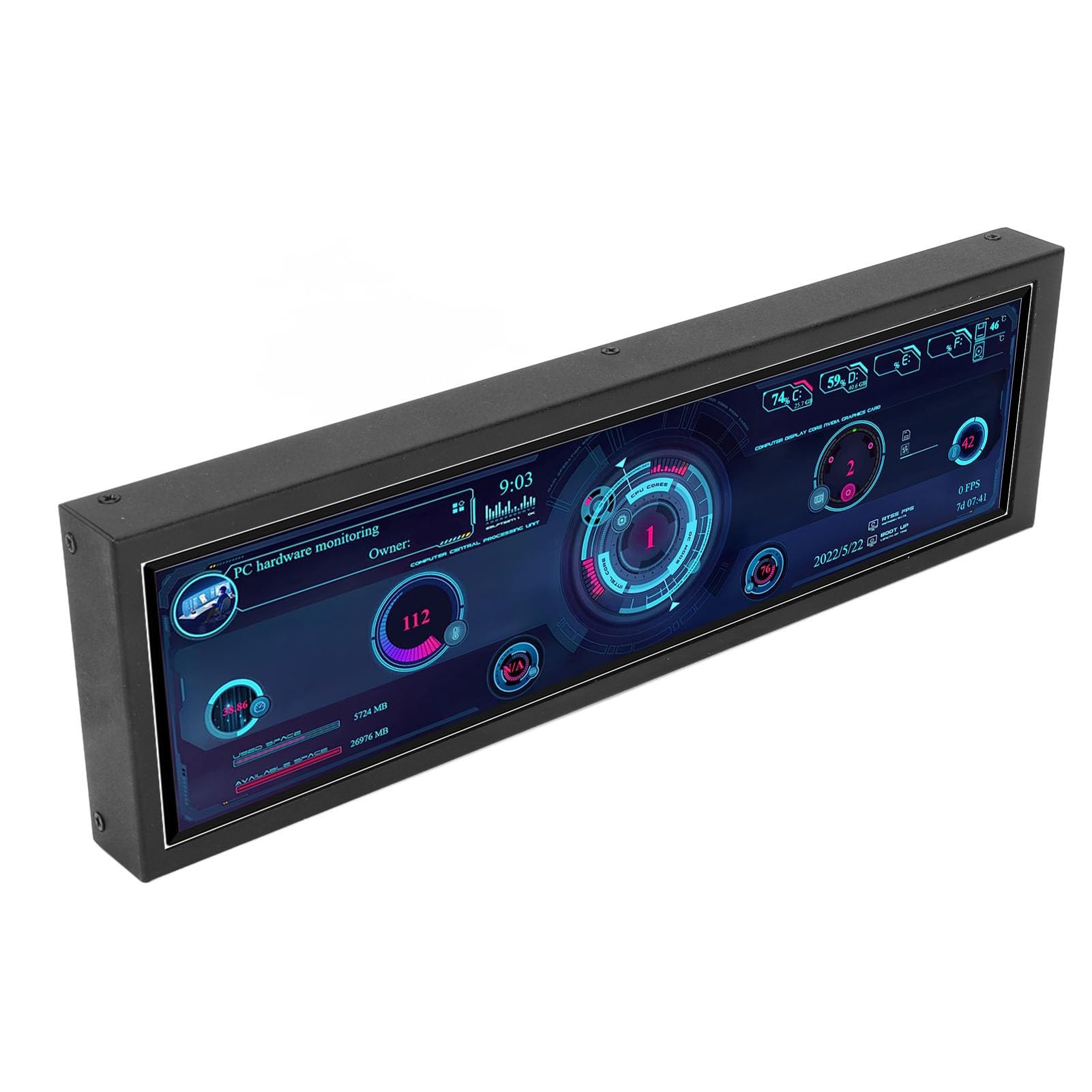 Yosoo 8.8 Inch IPS CPU GPU Temperature Monitor - 1920x480 Resolution PC Data Display for Windows & Raspberry Pi | Perfect for Gaming Rigs, Workstations & Server Monitoring