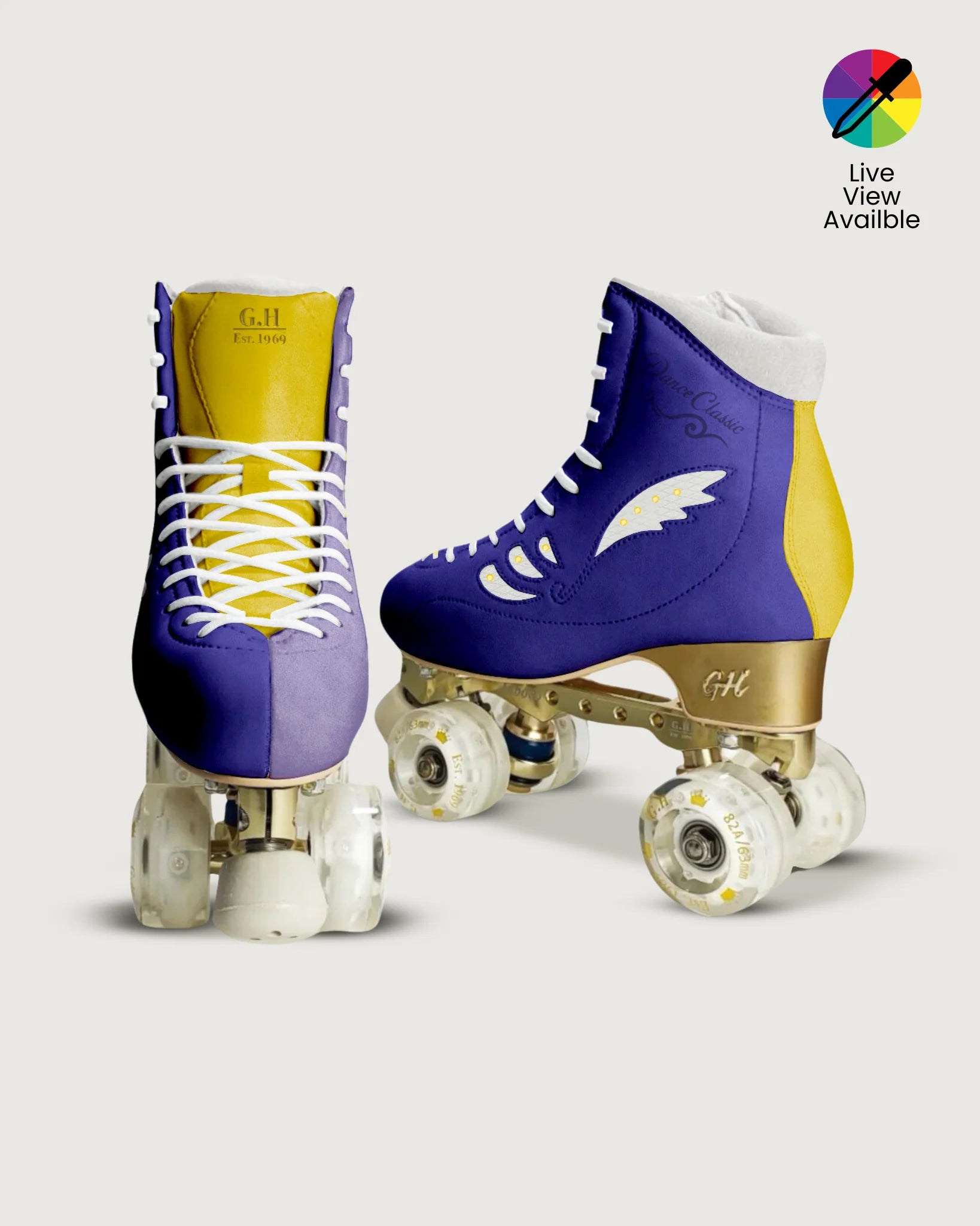 GH Dance Classic Roller Skates - Color Jam Style with Vanguard/Jaboco Frame - Perfect for Roller Dance, Artistic Skating & Indoor Rink Performances