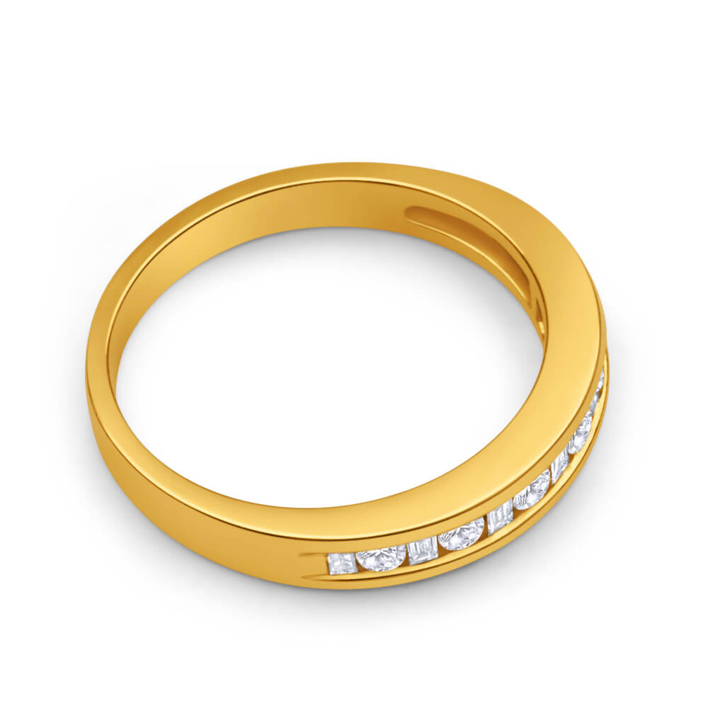 18ct Yellow Gold Diamond Ring - 0.30 Carat Mixed Cut 15 Diamonds - Elegant Jewelry for Engagement, Wedding & Anniversary Gifts