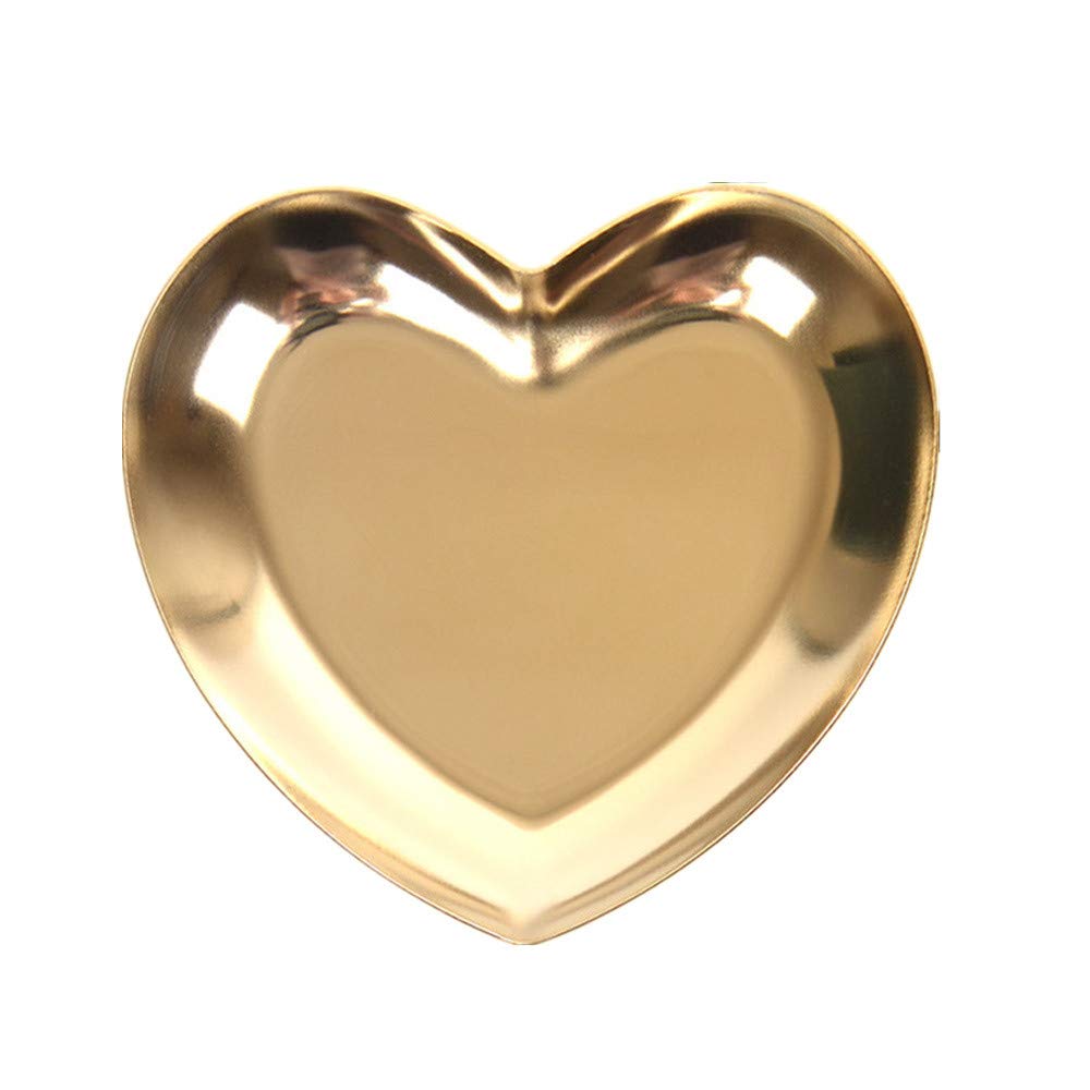 LACACA Heart-Shaped Metal Jewelry Organizer Tray - Gold Decorative Serving Plate for Jewelry Storage, Home Decor & Under Bed Drawer Organization | Perfect for Bedroom, Bathroom & Vanity Organization