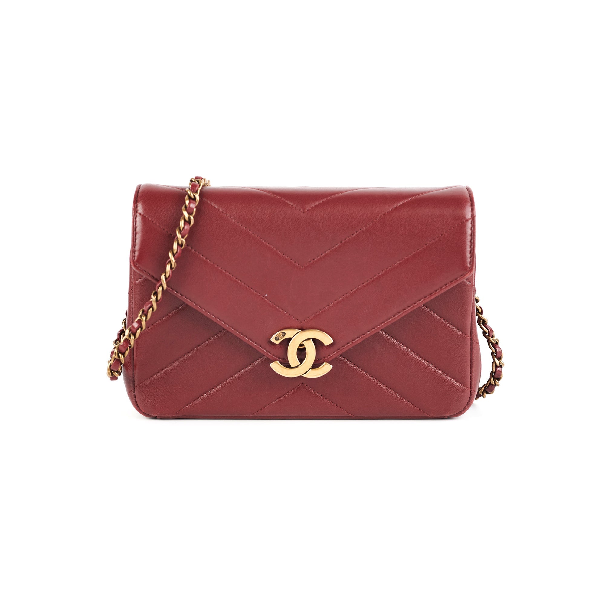 Chanel Mini Chevron Burgundy Leather Crossbody Bag for Women - Luxury Designer Handbag for Date Night, Parties & Everyday Use