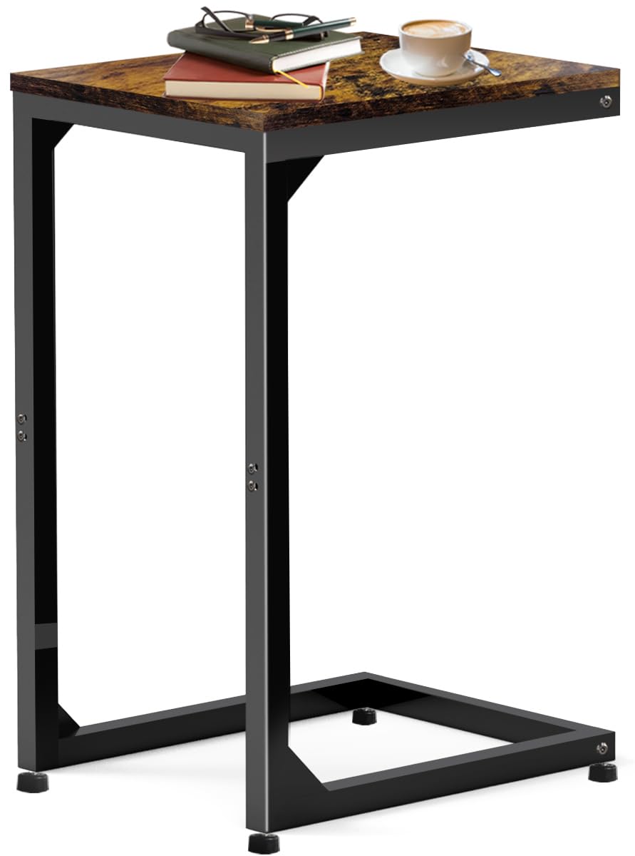 Modern Metal Frame End Table - Small Side Table for Couch, Sofa & Bedside - Black Accent Table for Living Room & Bedroom - Perfect as TV Tray, Nightstand or Coffee Table Companion