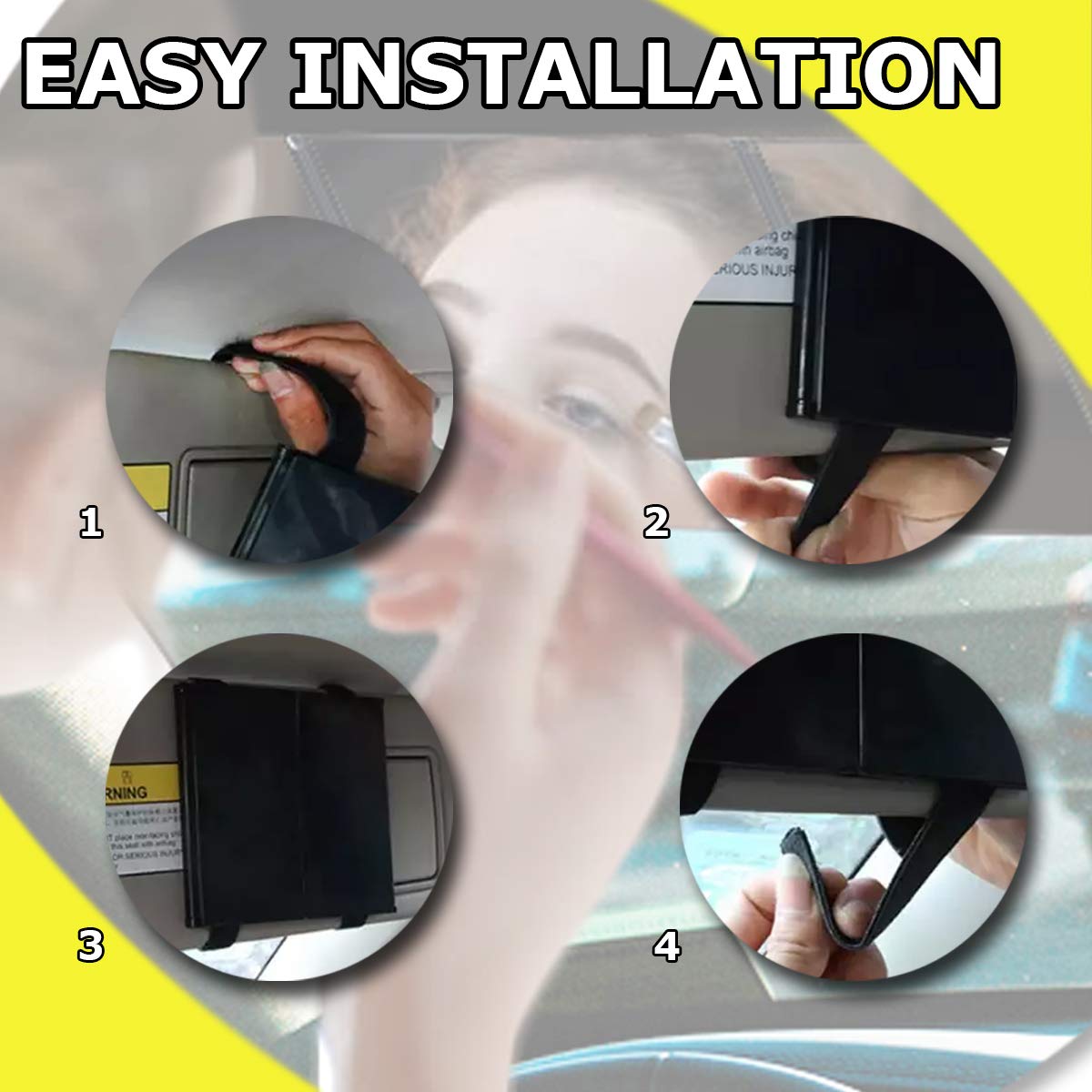 VaygWay Tri-Fold Car Visor Mirror - Universal Clip-On Vanity Mirror for Cars, Trucks & SUVs - Travel Makeup Cosmetic Mirror with Wide View - Perfect for On-the-Go Touchups and Rear Visibility