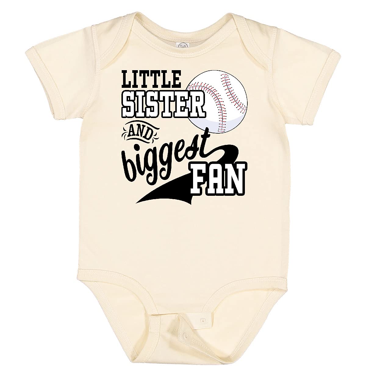 Inktastic Little Sister and Biggest Baseball Fan Baby Bodysuit - Cute Baseball-Themed Onesie for Infants & Toddlers - Perfect for Sibling Matching Outfits, Baseball Games, and Family Photos