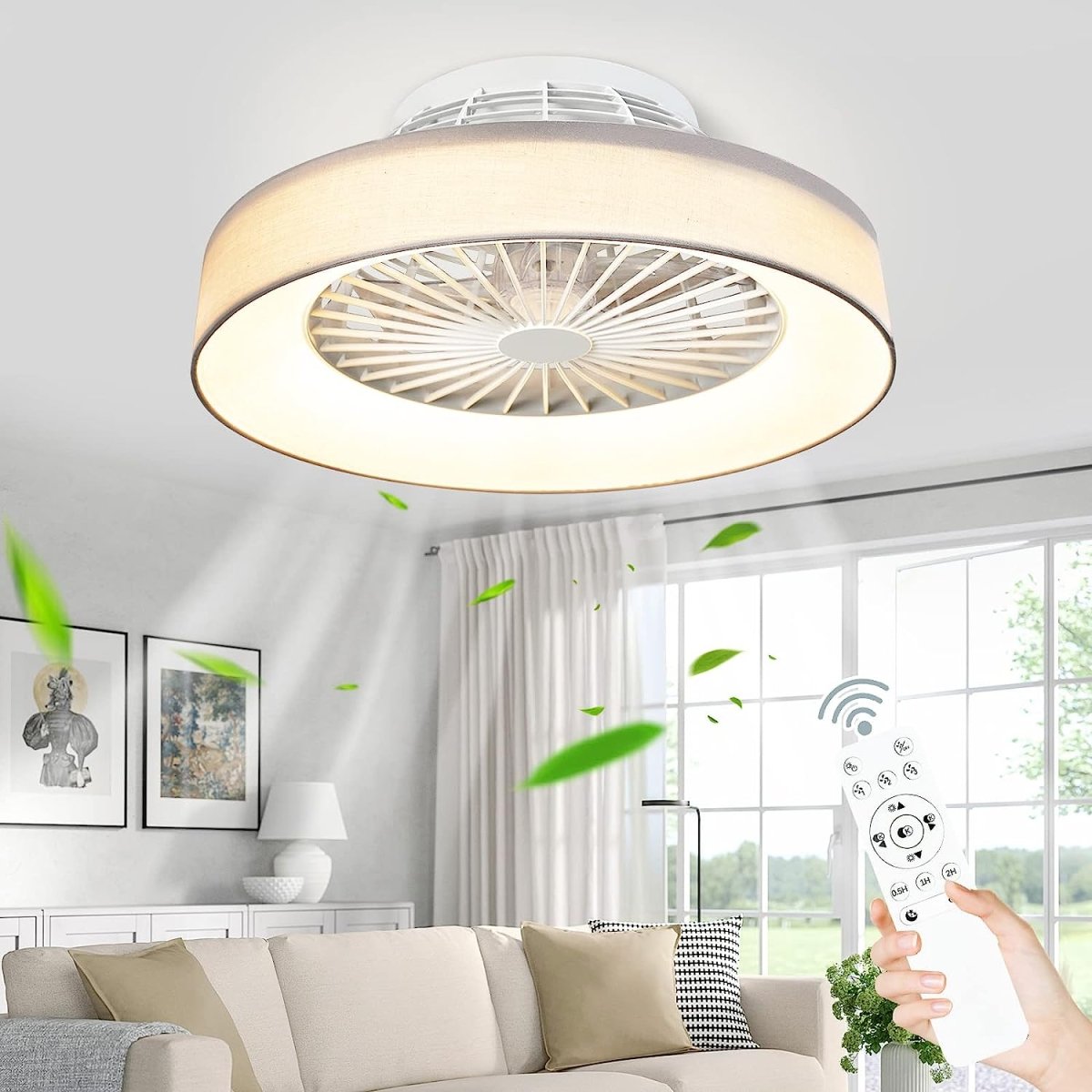 DLLT 18/22 Inch Flush Mount Ceiling Fan Remote Control Replacement - Infrared Starry Sky Fan Remote for Bedroom, Living Room & Office
