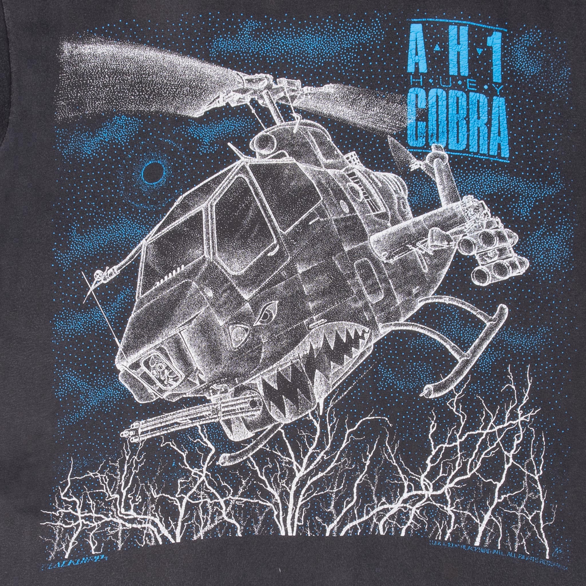 Vintage AH-1 Huey Cobra Helicopter Graphic T-Shirt | 1990s Retro Military Tee | Made in USA | Men's Medium Cotton Crewneck | Casual Wear & Military Enthusiast Gift
