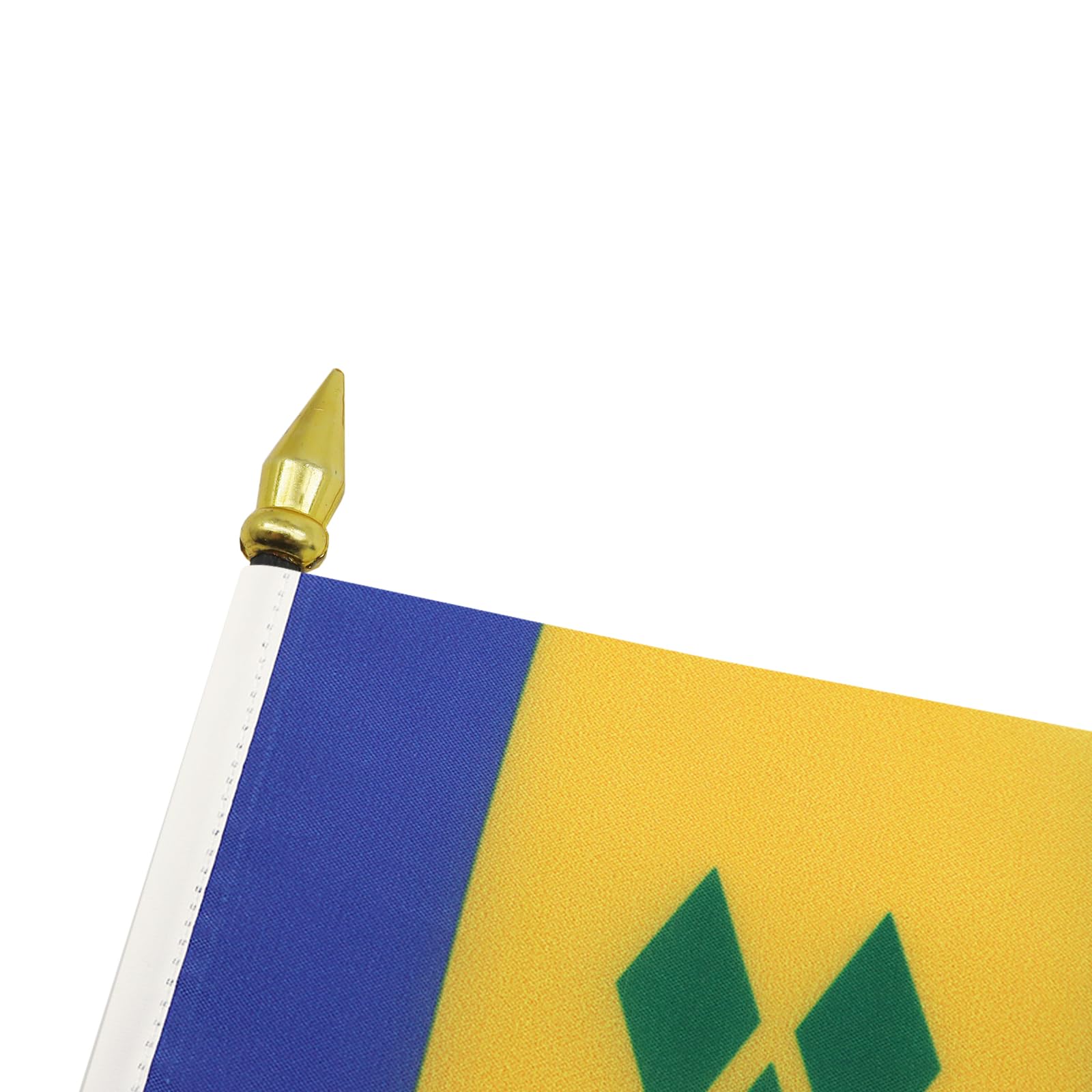AZ FLAG - Saint Vincent Mini Desk Flag 4'' x 6'' (15 x 10 cm) - 100% Polyester Office Banner with 10'' Golden Spear Pole - Perfect for Home, Office Decor & International Events