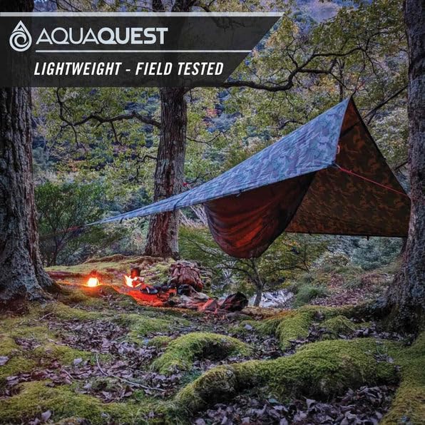 AquaQuest Safari Waterproof Camping Tarp - Ultra Lightweight & Durable Rain Fly Shelter for Hiking, Backpacking, Hammock - Perfect for Outdoor Adventures in All Weather Conditions