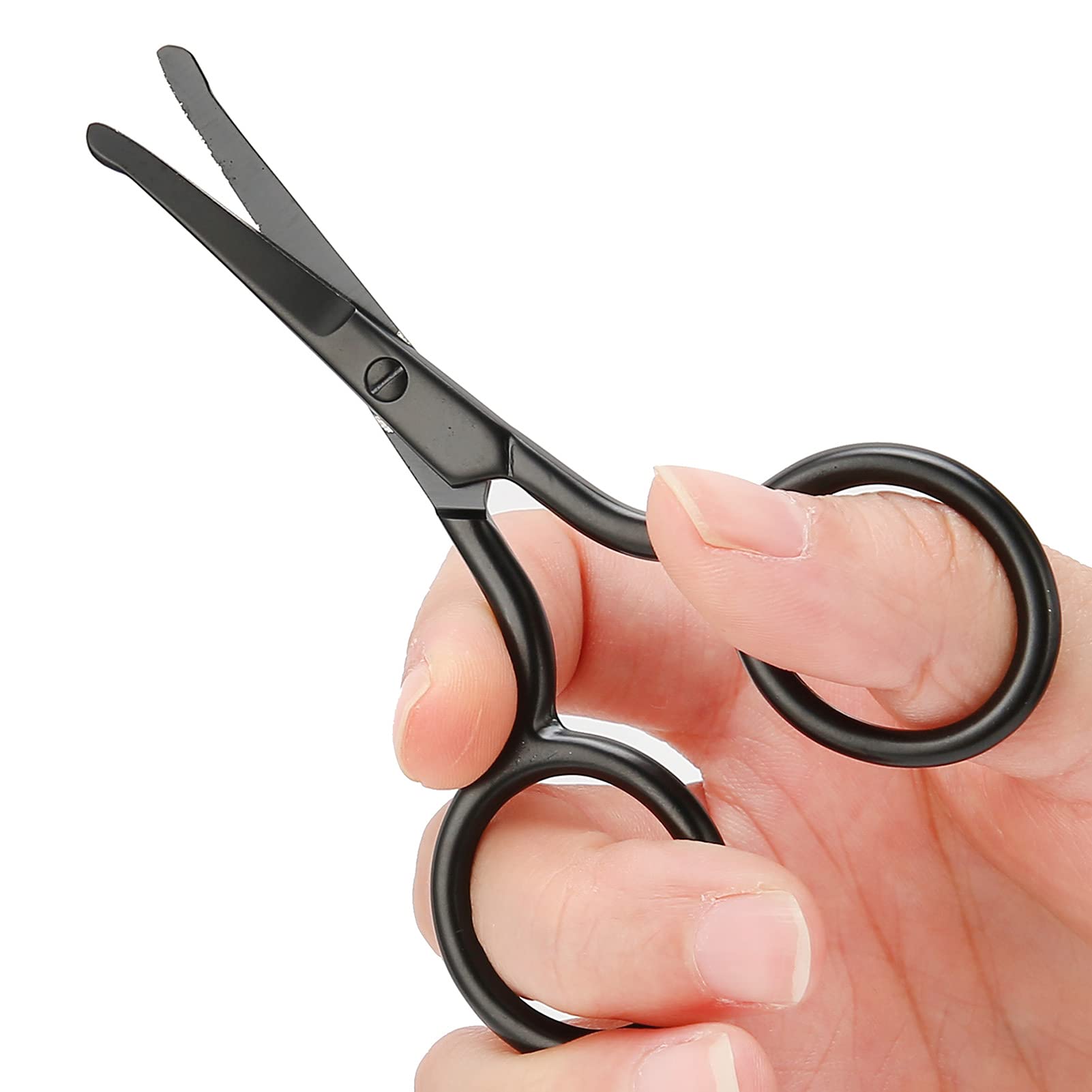Professional Curved Tip Nose & Eyebrow Scissors - Safety Rounded Edge Facial Hair Grooming Scissors for Precise Trimming of Nose Hair, Eyebrows & Beard | Perfect for Home Grooming Kits & Travel Toiletry Bags