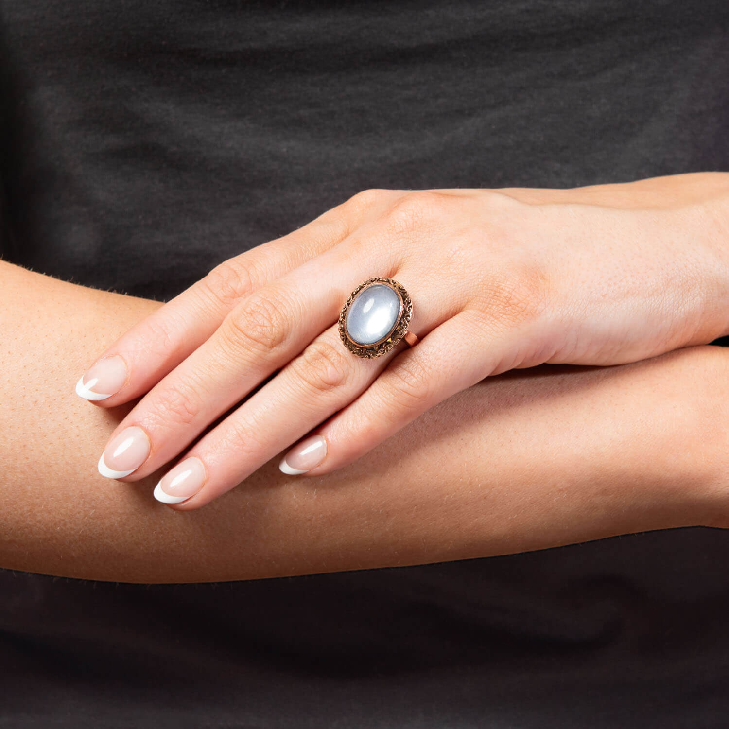 Art Deco 14k Gold Moonstone Statement Ring for Women - Vintage Inspired Cocktail Jewelry for Evening Parties & Special Occasions