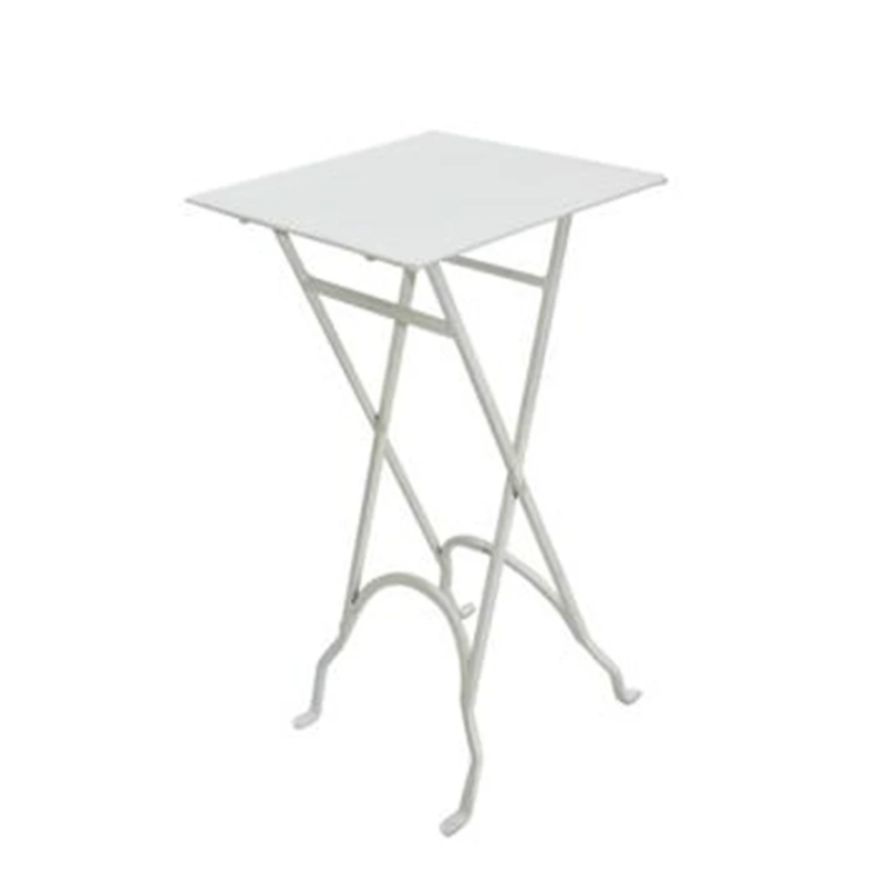 Square White Folding Iron Side Table - Compact & Stylish End Table for Living Room, Bedroom, or Outdoor Use - Perfect for Coffee, Books, and Decor