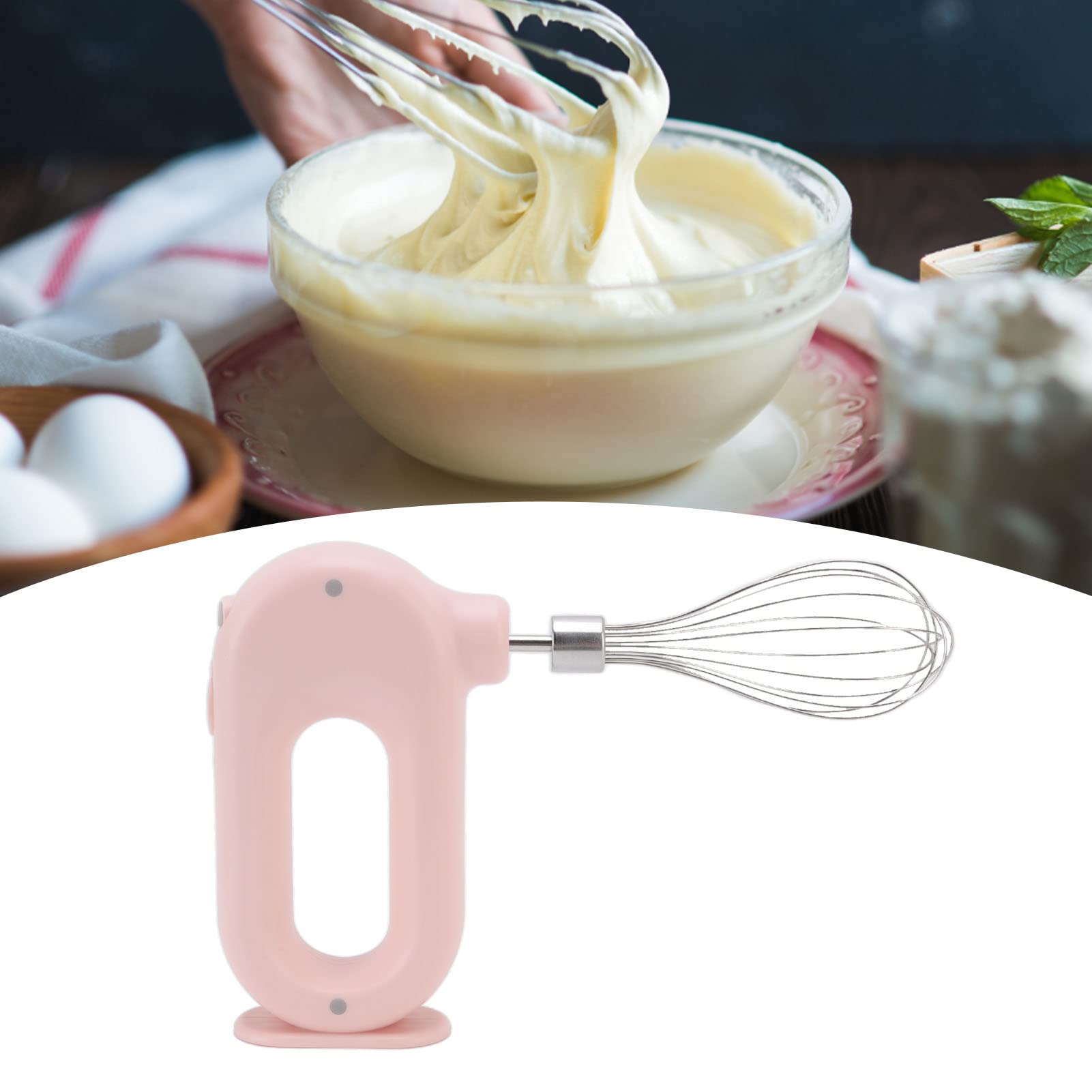 5V 20W Electric Hand Mixer - 3 Speed Anti-Slip Handle Handheld Blender with Egg Beater & Milk Frother, Stainless Steel Kitchen Mixer for Baking, Whipping Cream & Coffee Foam (Pink) - Perfect for Home Baking, Dessert Making & Coffee Preparation
