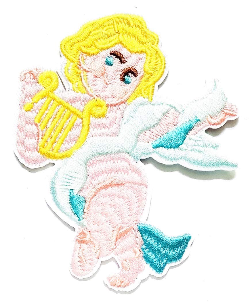Valentine's Day Cupid Angel Embroidered Iron-On Patches - Cartoon Dance Music Design for Kids, Jackets, Bags, Hats & Jeans - Perfect for DIY Costumes, T-Shirts & Backpacks