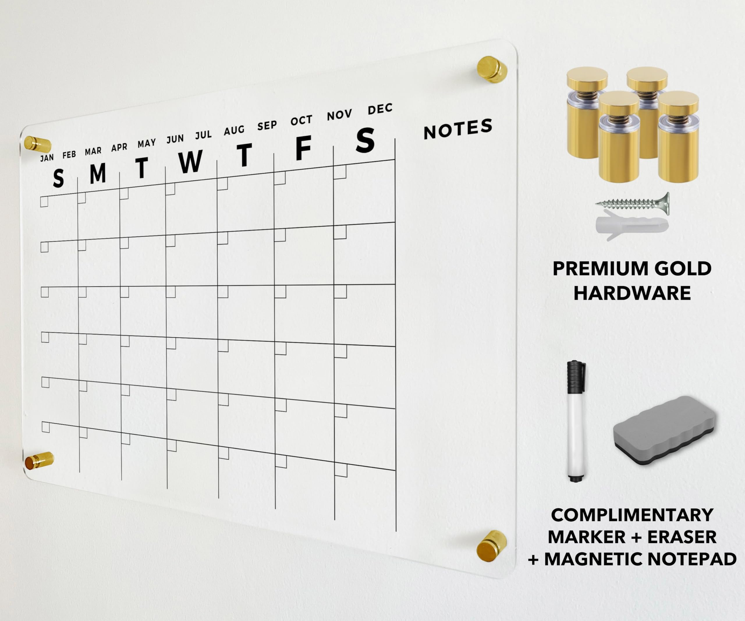 2025 Premium Acrylic Wall Calendar - Large Dry Erase Family Planner (18x14) for Home & Office - 2-Month At-a-Glance Organizer with Marker - Perfect for Scheduling, Meal Planning & Family Events